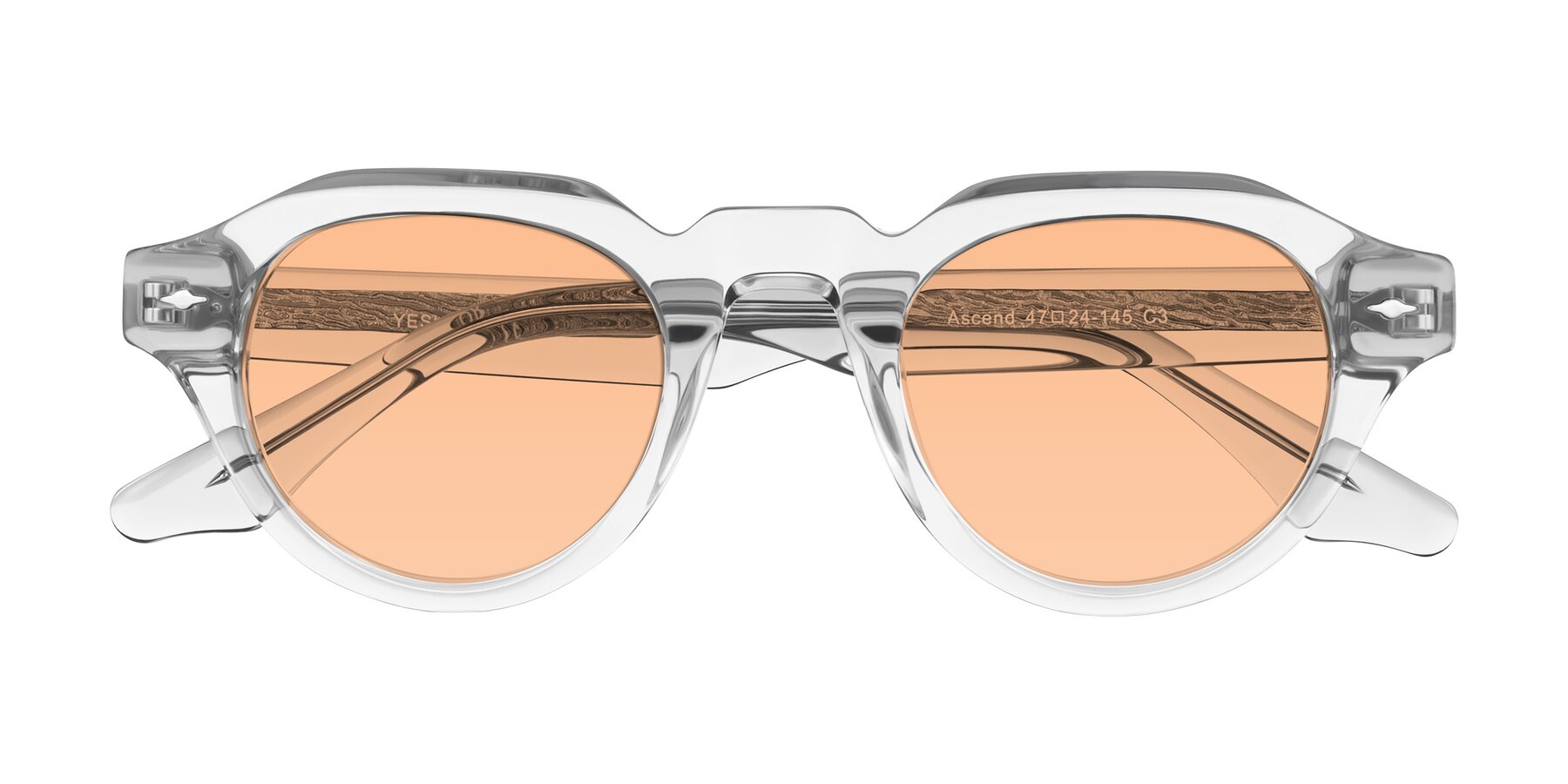 Folded Front of Ascend in Transparent Gray with Light Orange Tinted Lenses