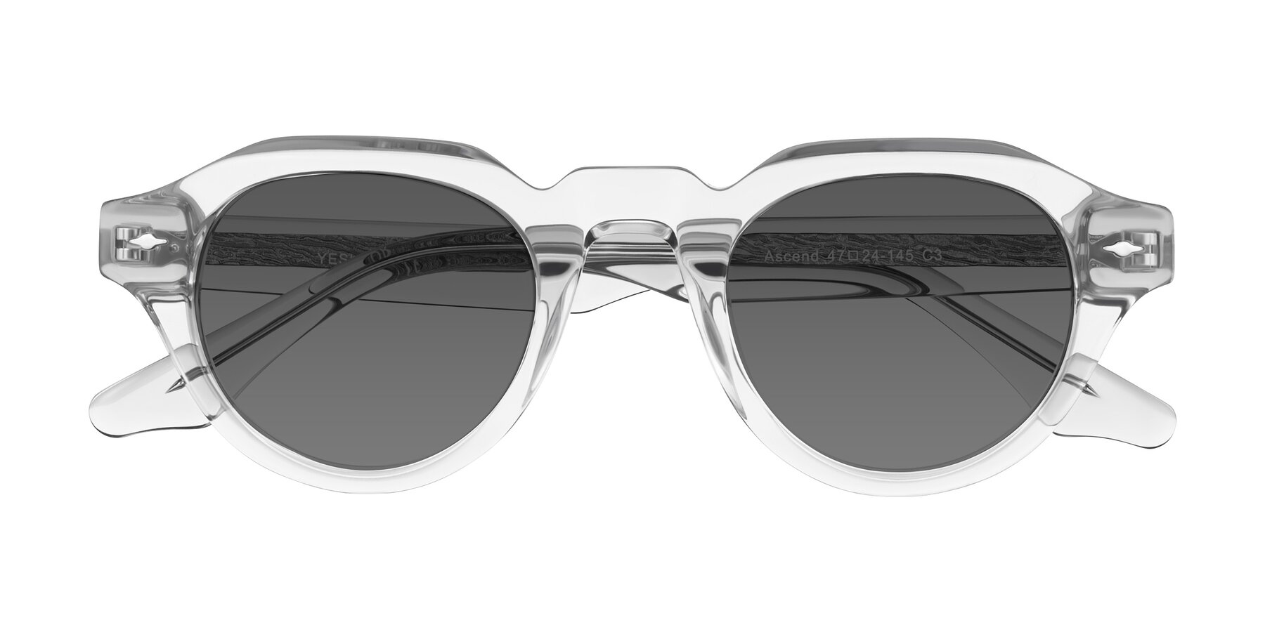 Folded Front of Ascend in Transparent Gray with Medium Gray Tinted Lenses