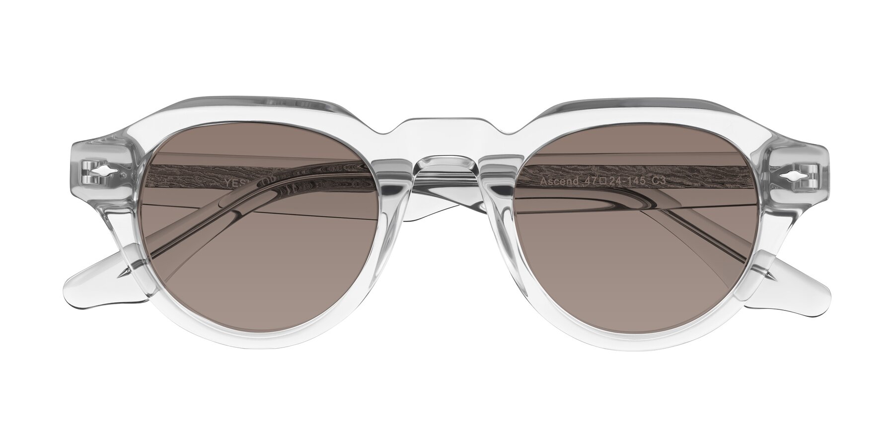 Folded Front of Ascend in Transparent Gray with Medium Brown Tinted Lenses