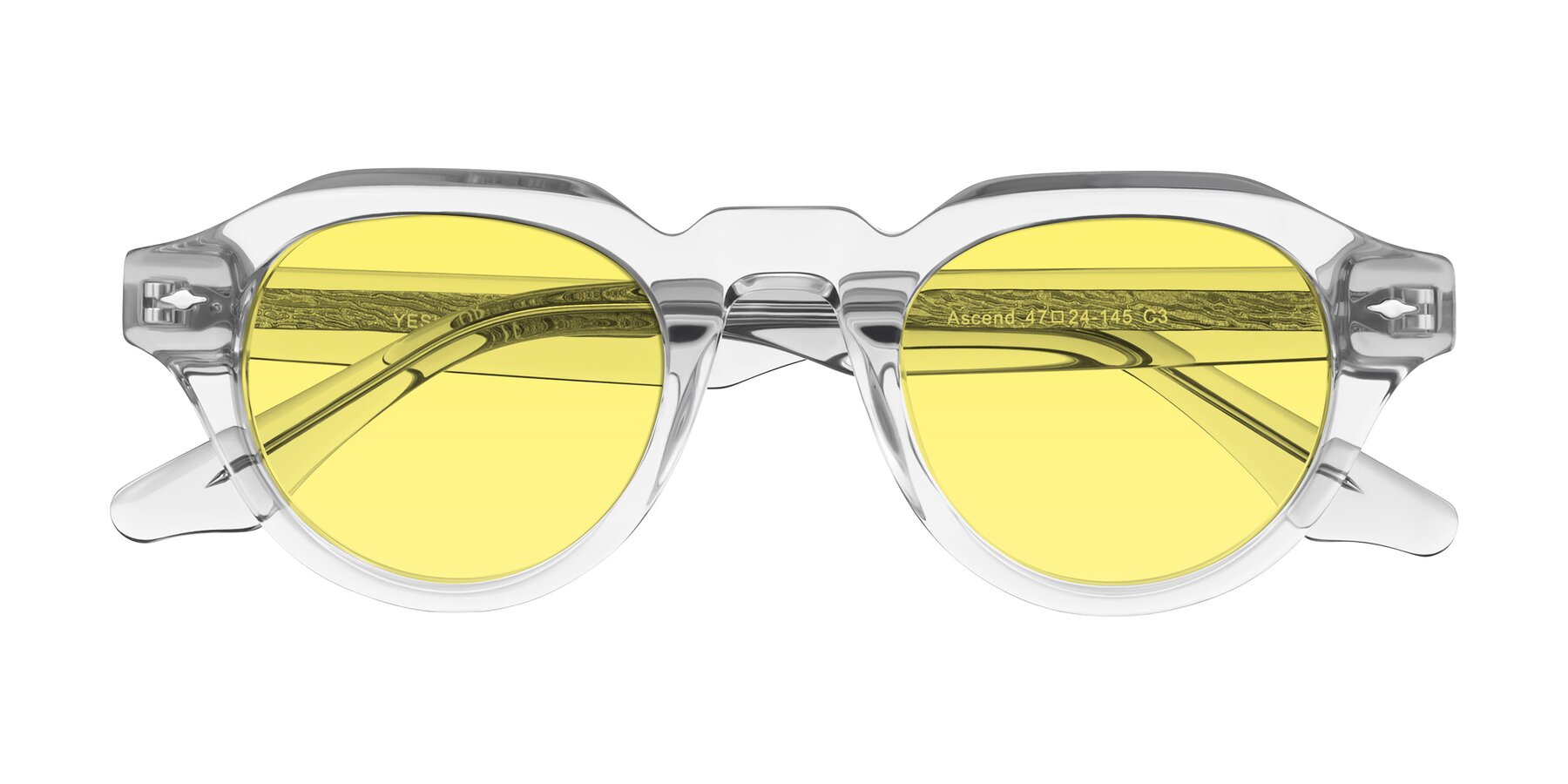 Folded Front of Ascend in Transparent Gray with Medium Yellow Tinted Lenses