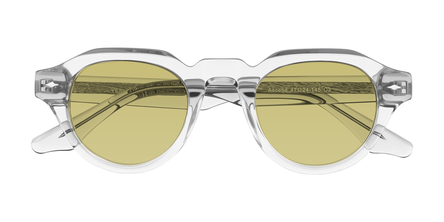 Folded Front of Ascend in Transparent Gray with Medium Champagne Tinted Lenses