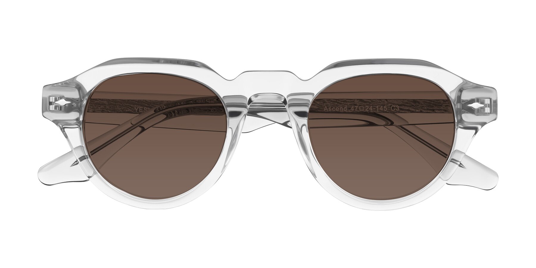 Folded Front of Ascend in Transparent Gray with Brown Tinted Lenses