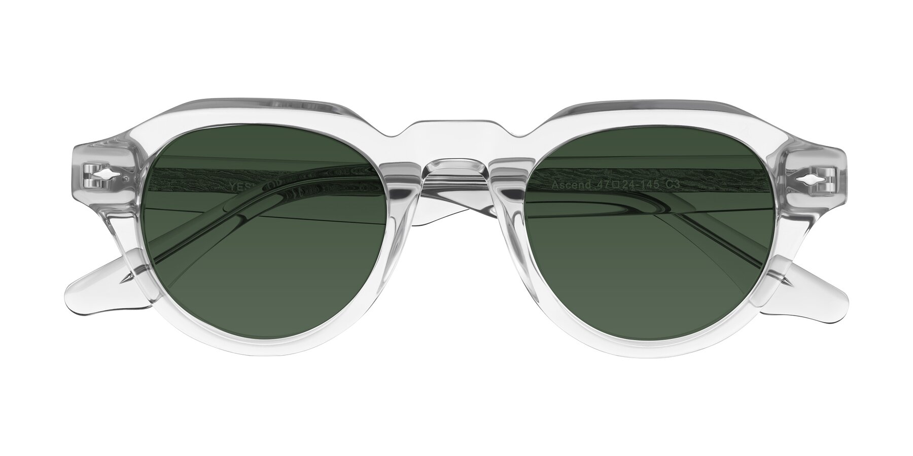 Folded Front of Ascend in Transparent Gray with Green Tinted Lenses