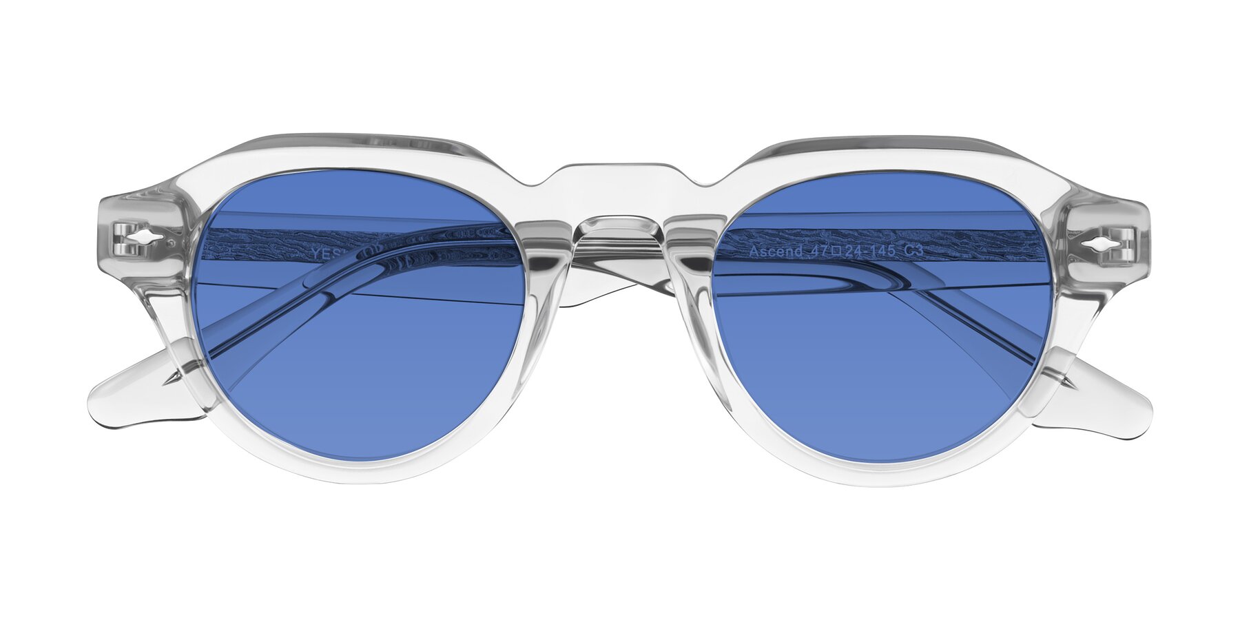 Folded Front of Ascend in Transparent Gray with Blue Tinted Lenses
