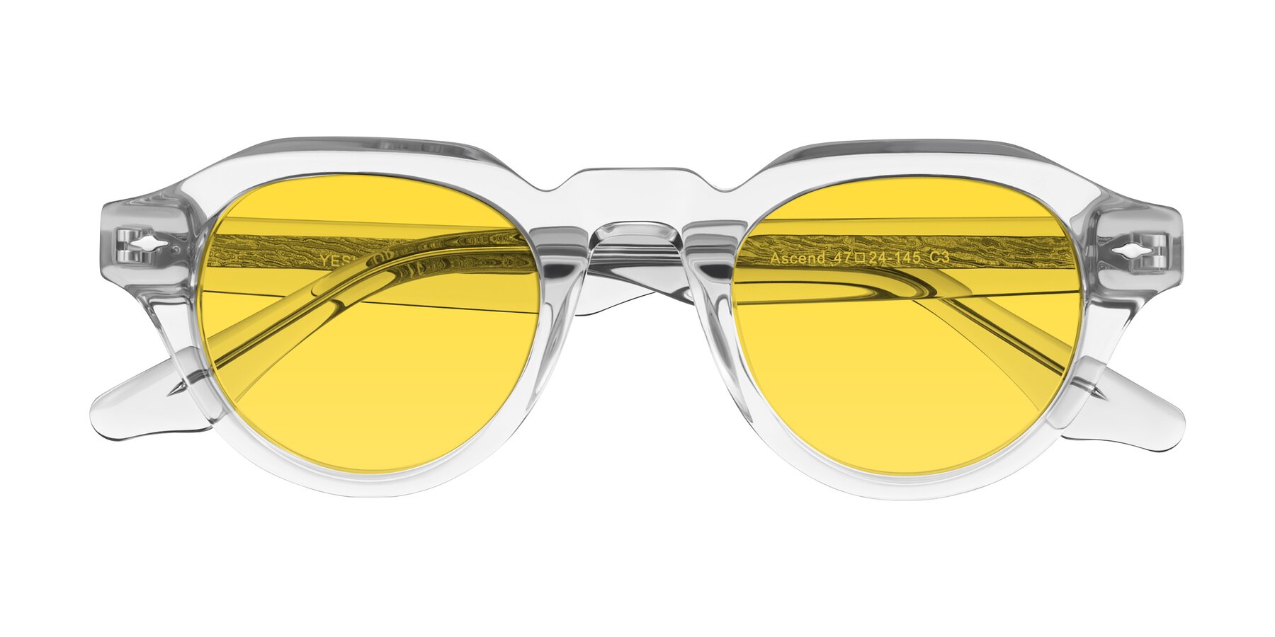 Folded Front of Ascend in Transparent Gray with Yellow Tinted Lenses