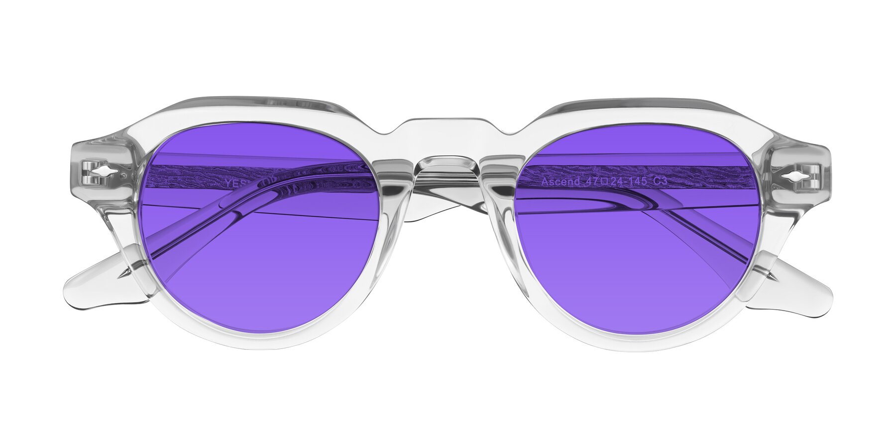 Folded Front of Ascend in Transparent Gray with Purple Tinted Lenses