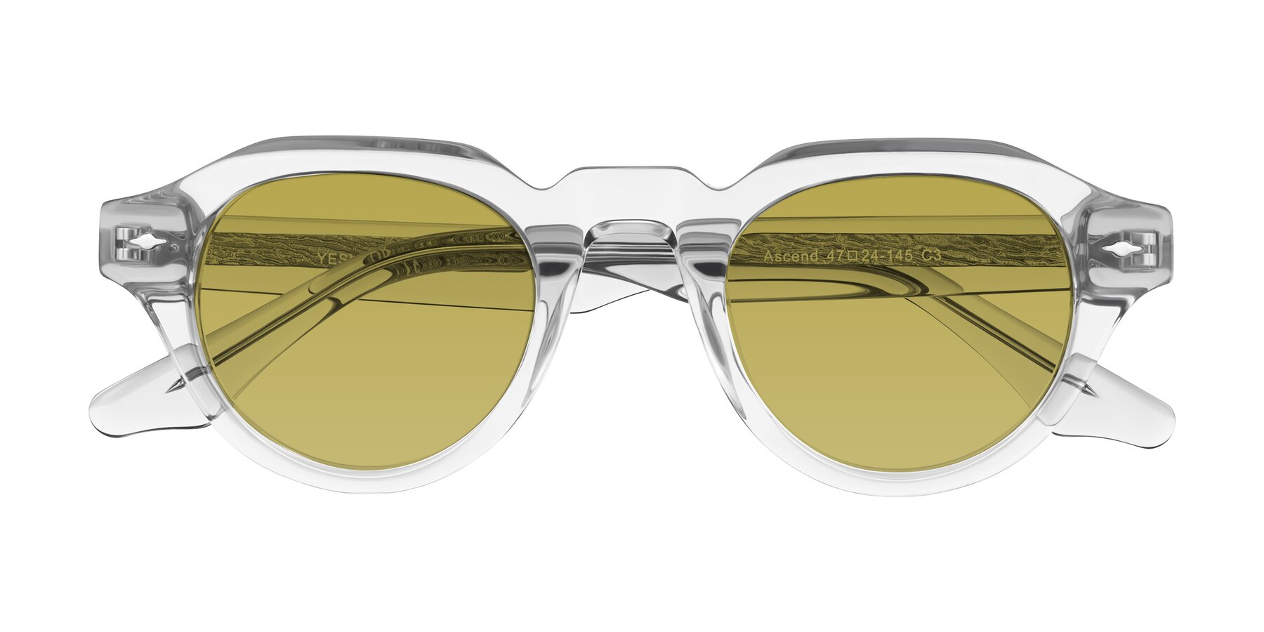 Folded Front of Ascend in Transparent Gray with Champagne Tinted Lenses