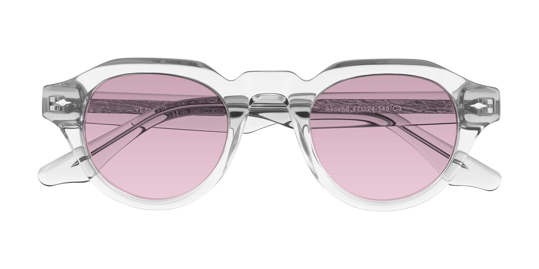 Folded Front of Ascend in Transparent Gray with Light Wine Tinted Lenses