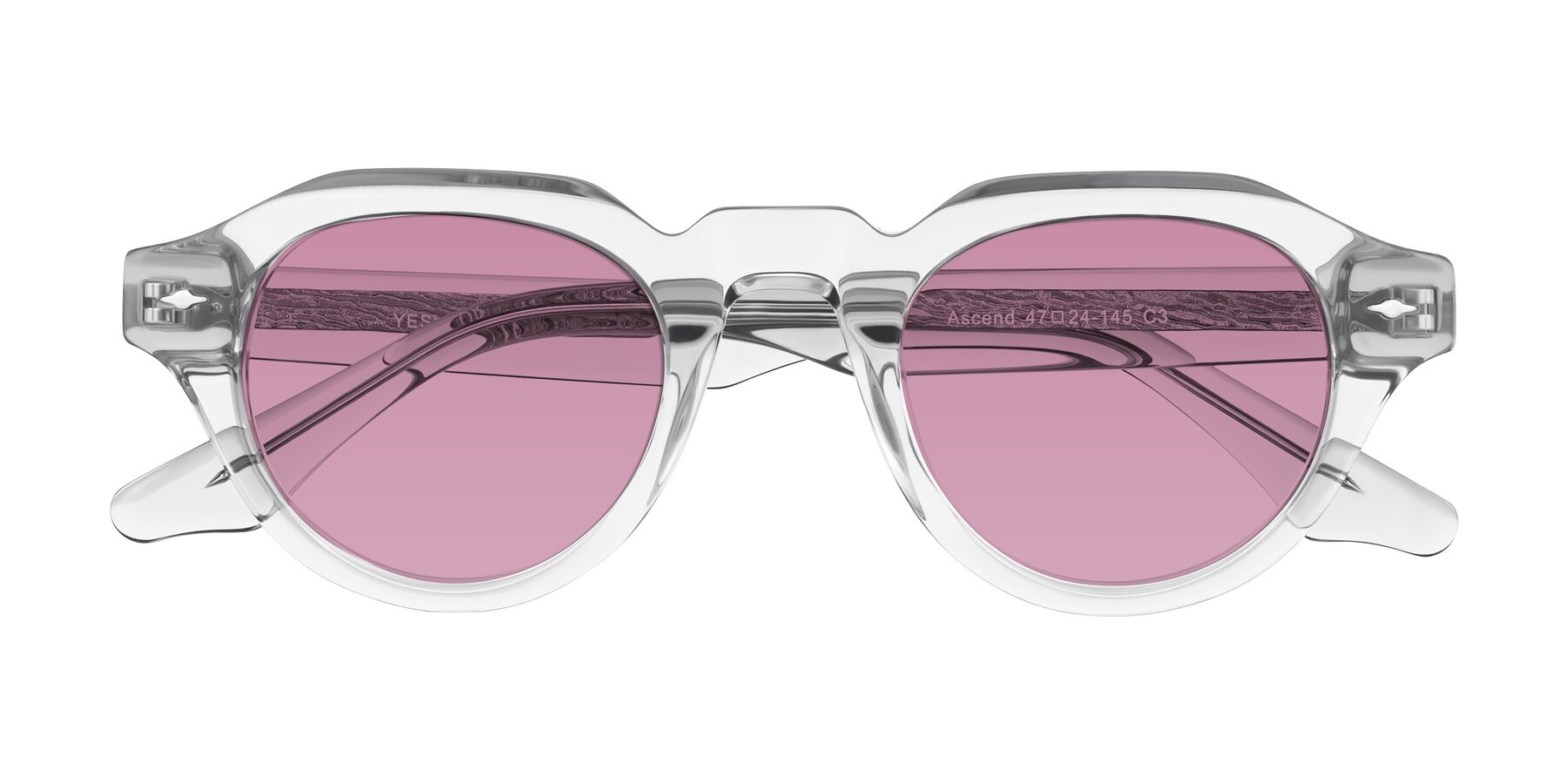 Folded Front of Ascend in Transparent Gray with Medium Wine Tinted Lenses