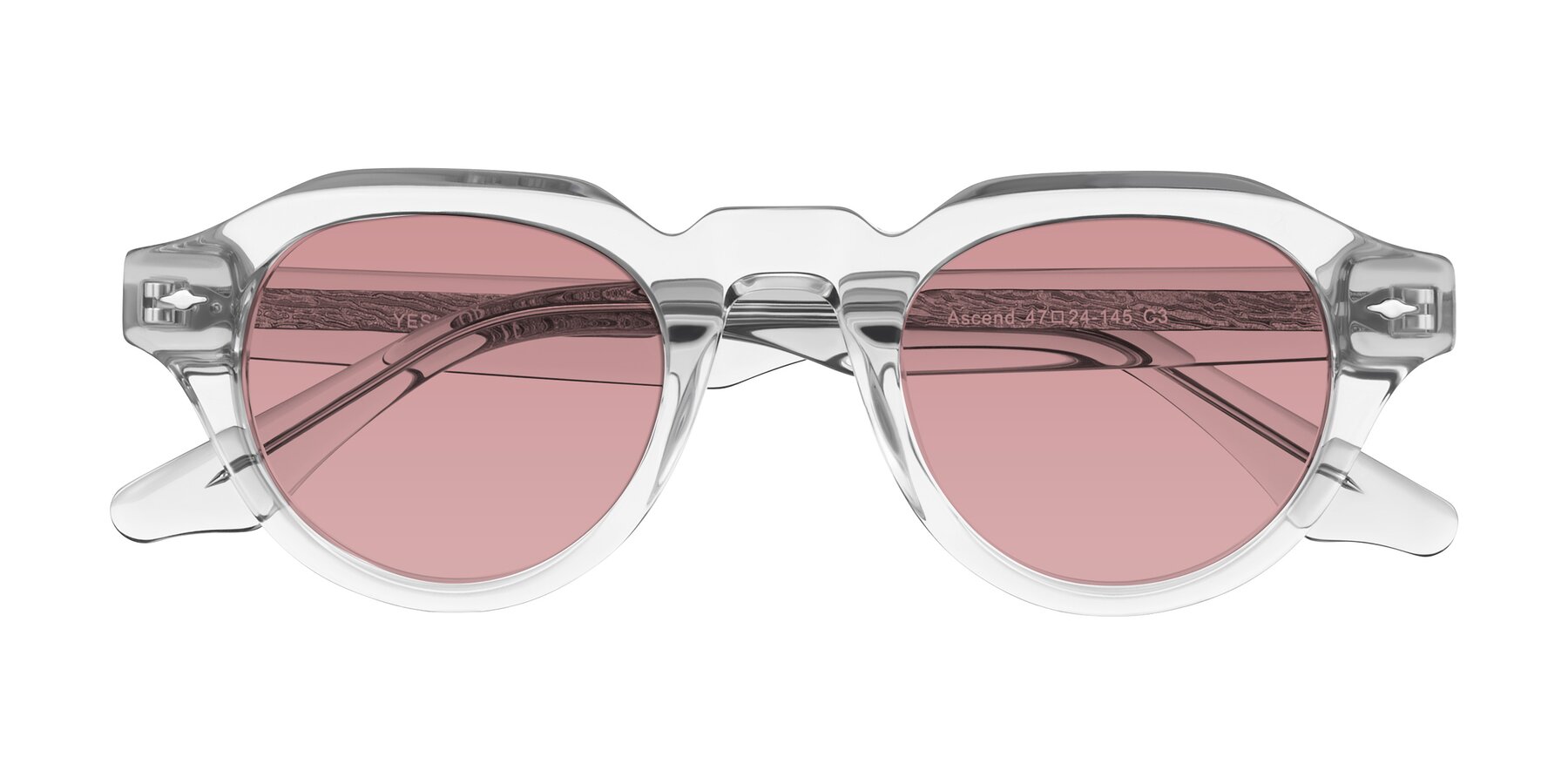 Folded Front of Ascend in Transparent Gray with Medium Garnet Tinted Lenses