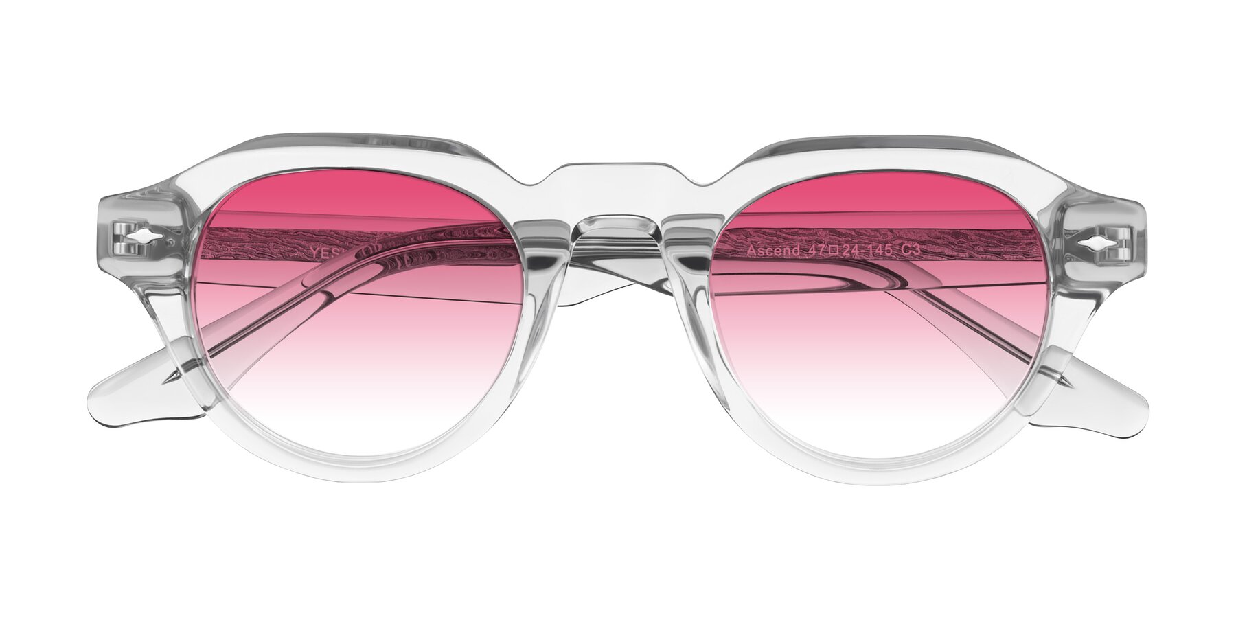 Folded Front of Ascend in Transparent Gray with Pink Gradient Lenses