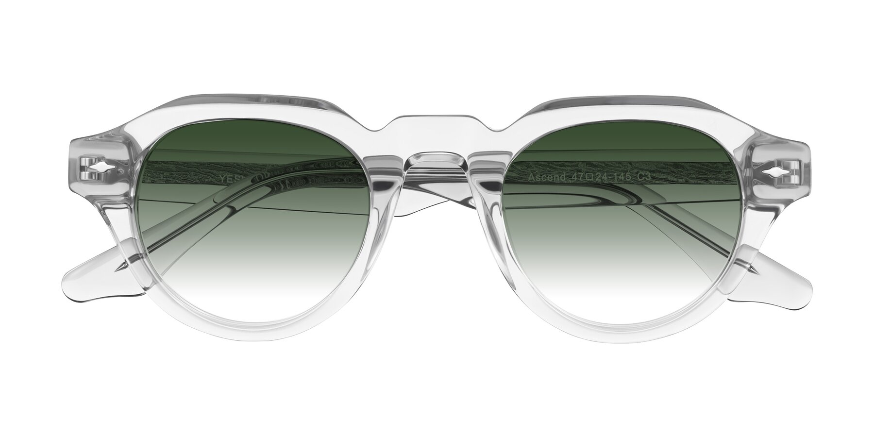 Folded Front of Ascend in Transparent Gray with Green Gradient Lenses