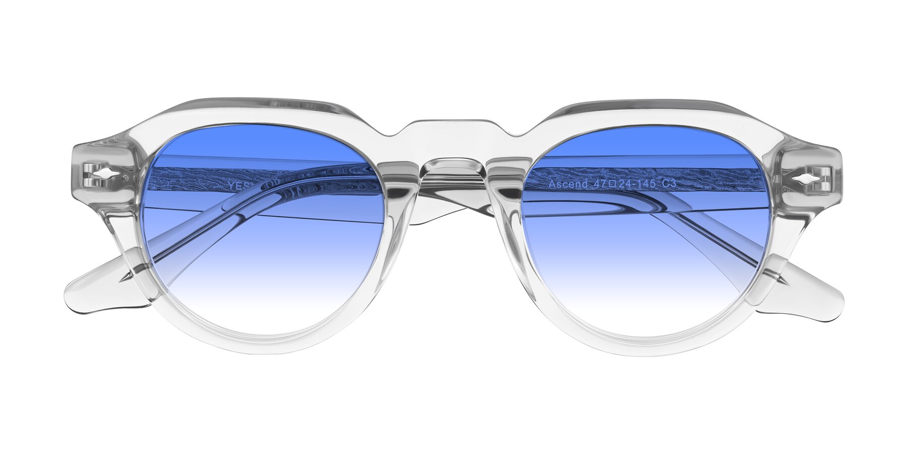 Folded Front of Ascend in Transparent Gray with Blue Gradient Lenses