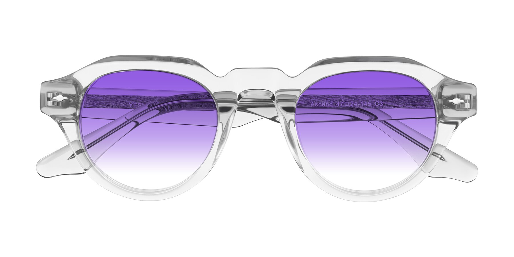 Folded Front of Ascend in Transparent Gray with Purple Gradient Lenses