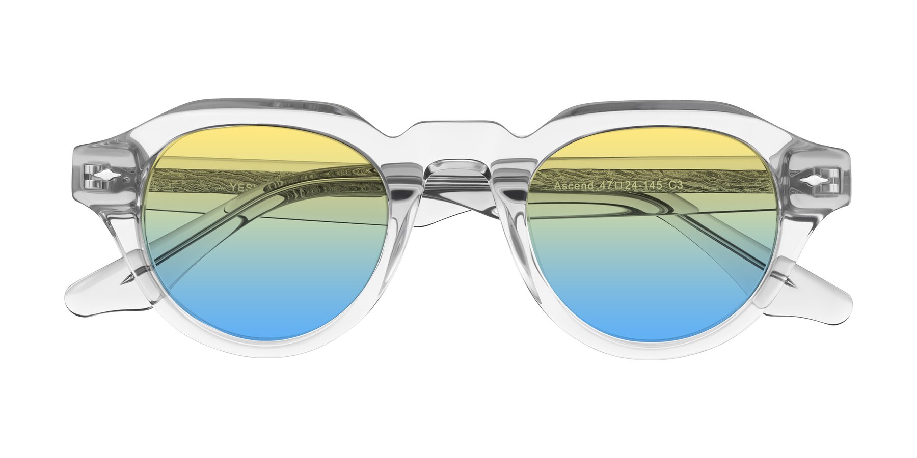 Folded Front of Ascend in Transparent Gray with Yellow / Blue Gradient Lenses
