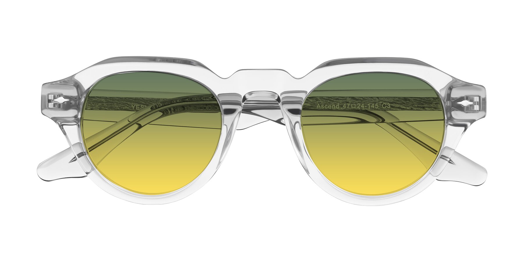 Folded Front of Ascend in Transparent Gray with Green / Yellow Gradient Lenses
