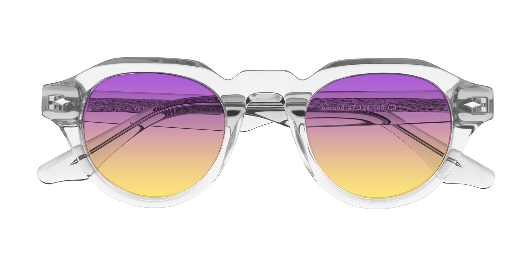 Folded Front of Ascend in Transparent Gray with Purple / Yellow Gradient Lenses