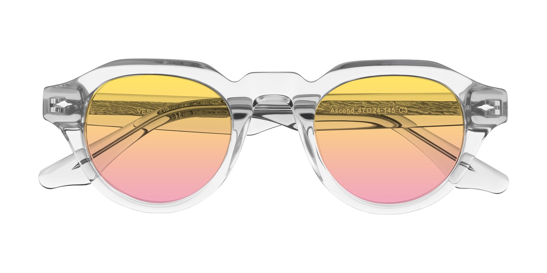 Folded Front of Ascend in Transparent Gray with Yellow / Pink Gradient Lenses
