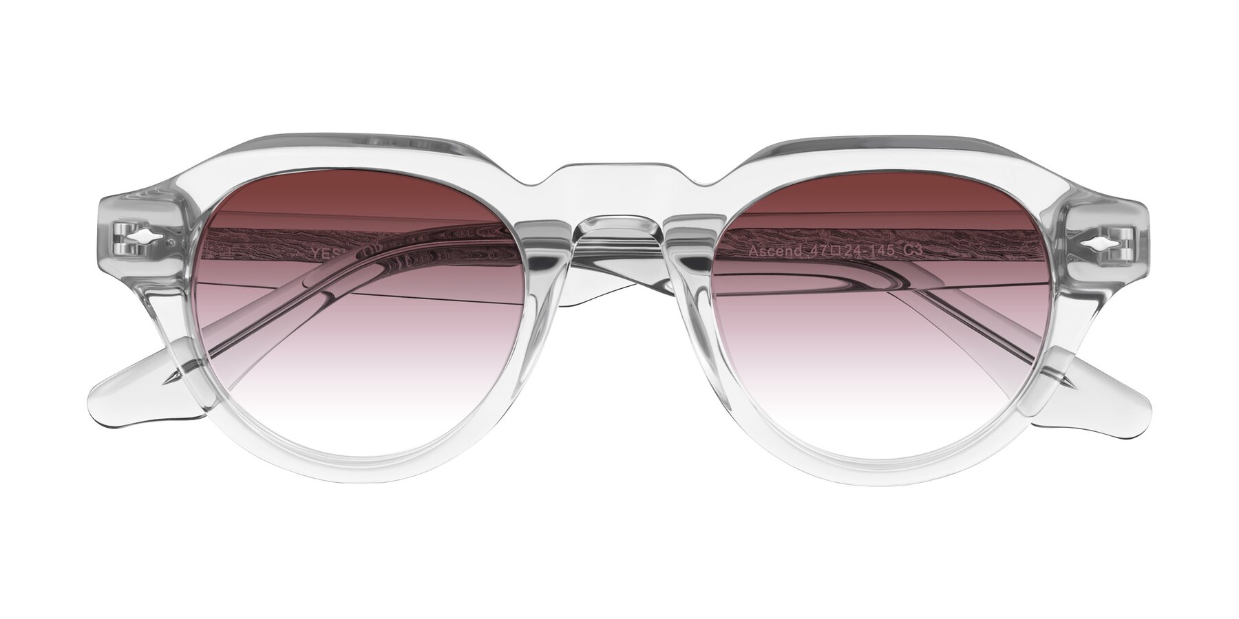 Folded Front of Ascend in Transparent Gray with Garnet Gradient Lenses