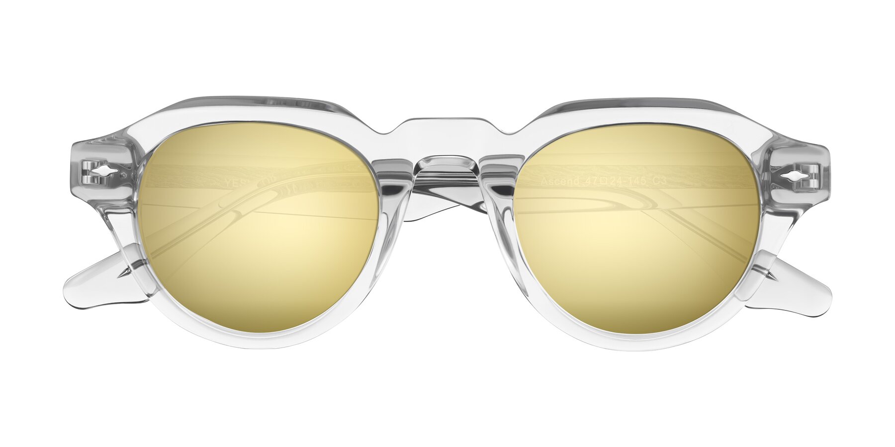 Folded Front of Ascend in Transparent Gray with Gold Mirrored Lenses