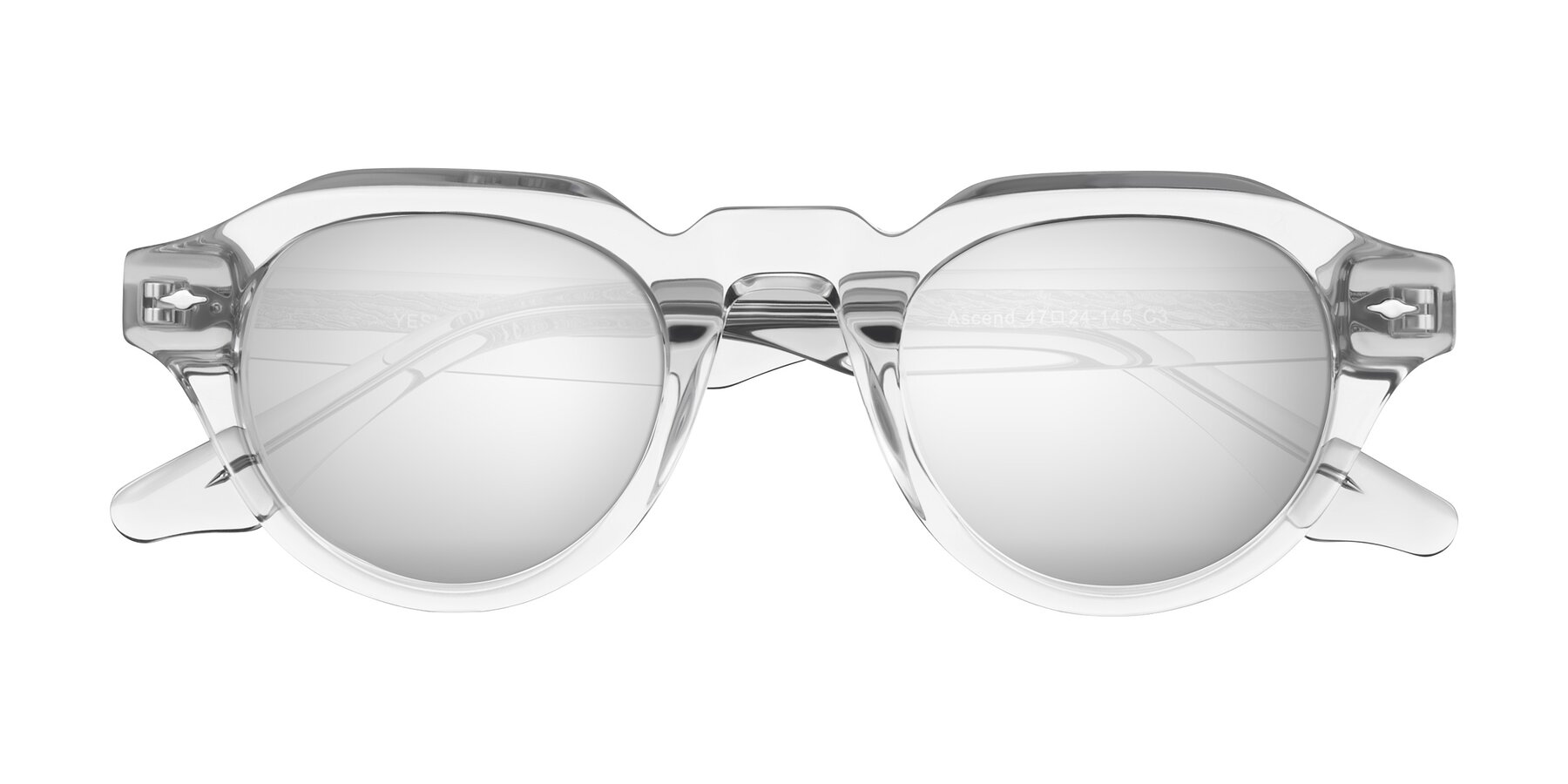 Folded Front of Ascend in Transparent Gray with Silver Mirrored Lenses
