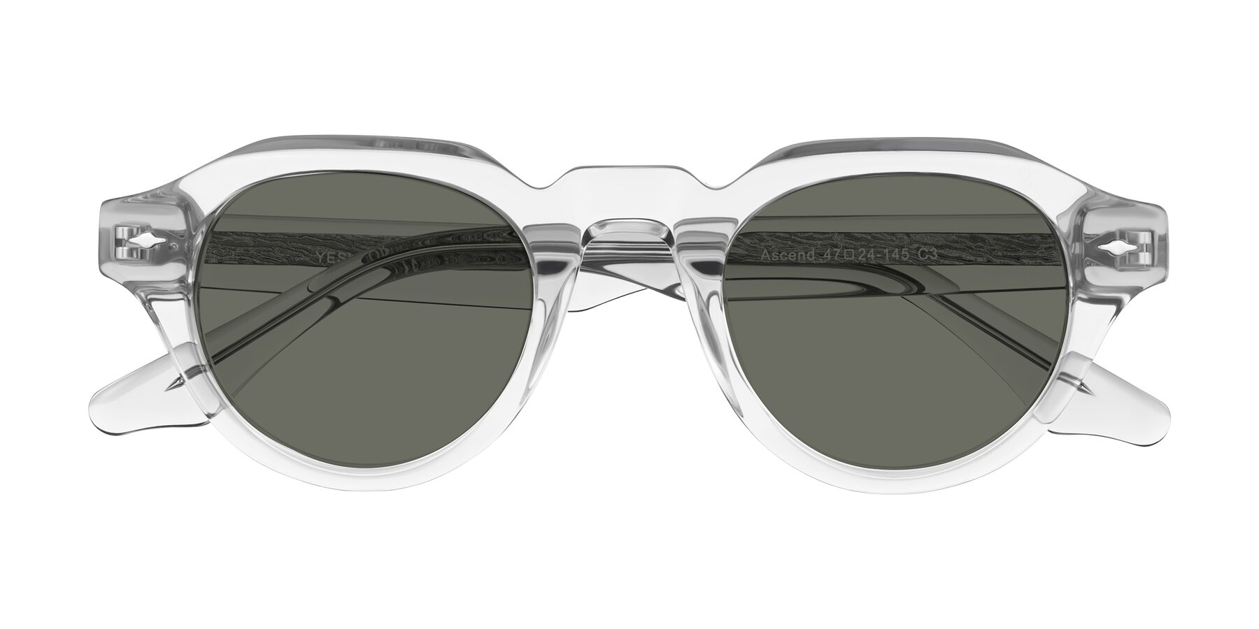 Folded Front of Ascend in Transparent Gray with Gray Polarized Lenses