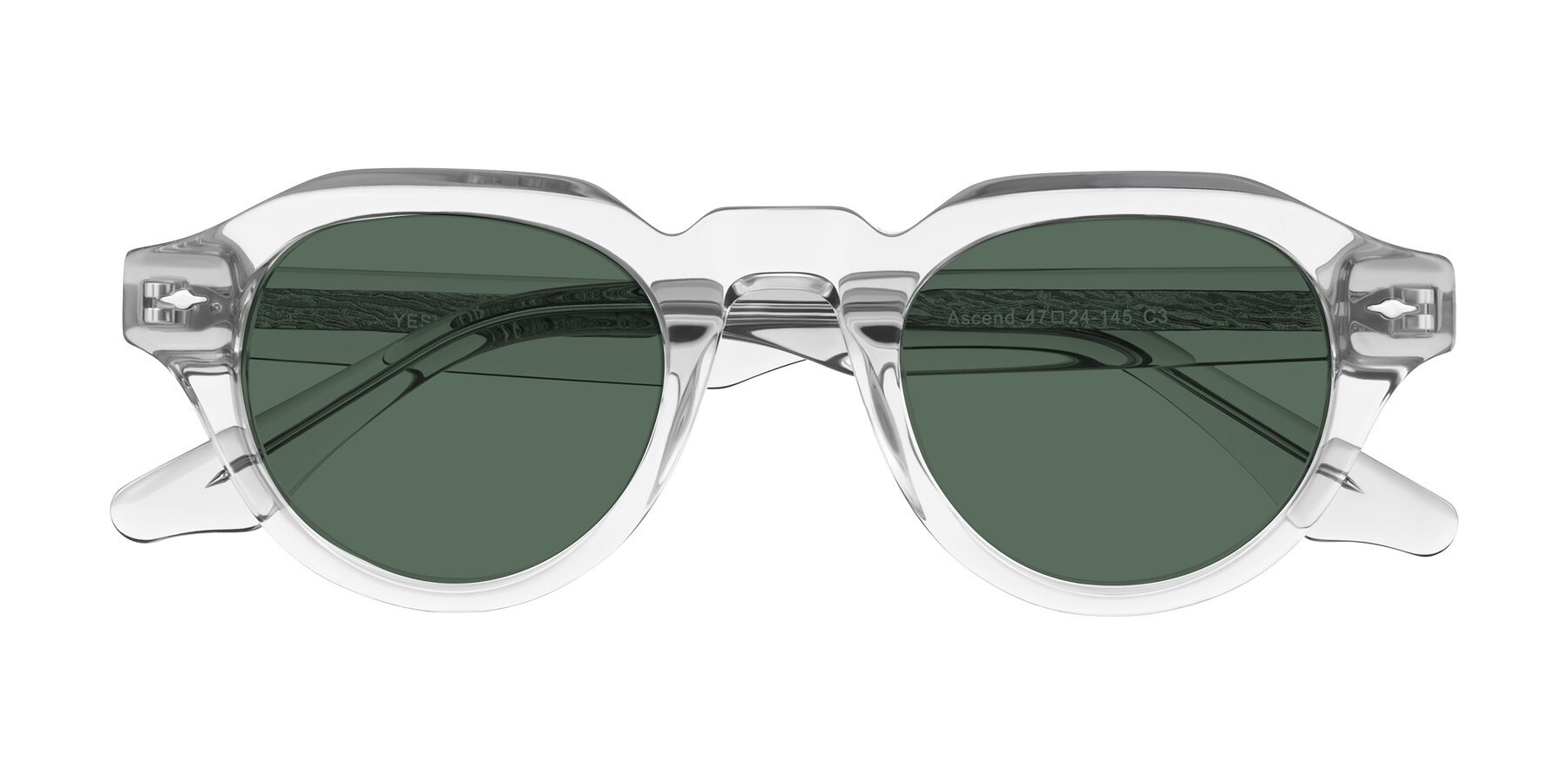 Folded Front of Ascend in Transparent Gray with Green Polarized Lenses