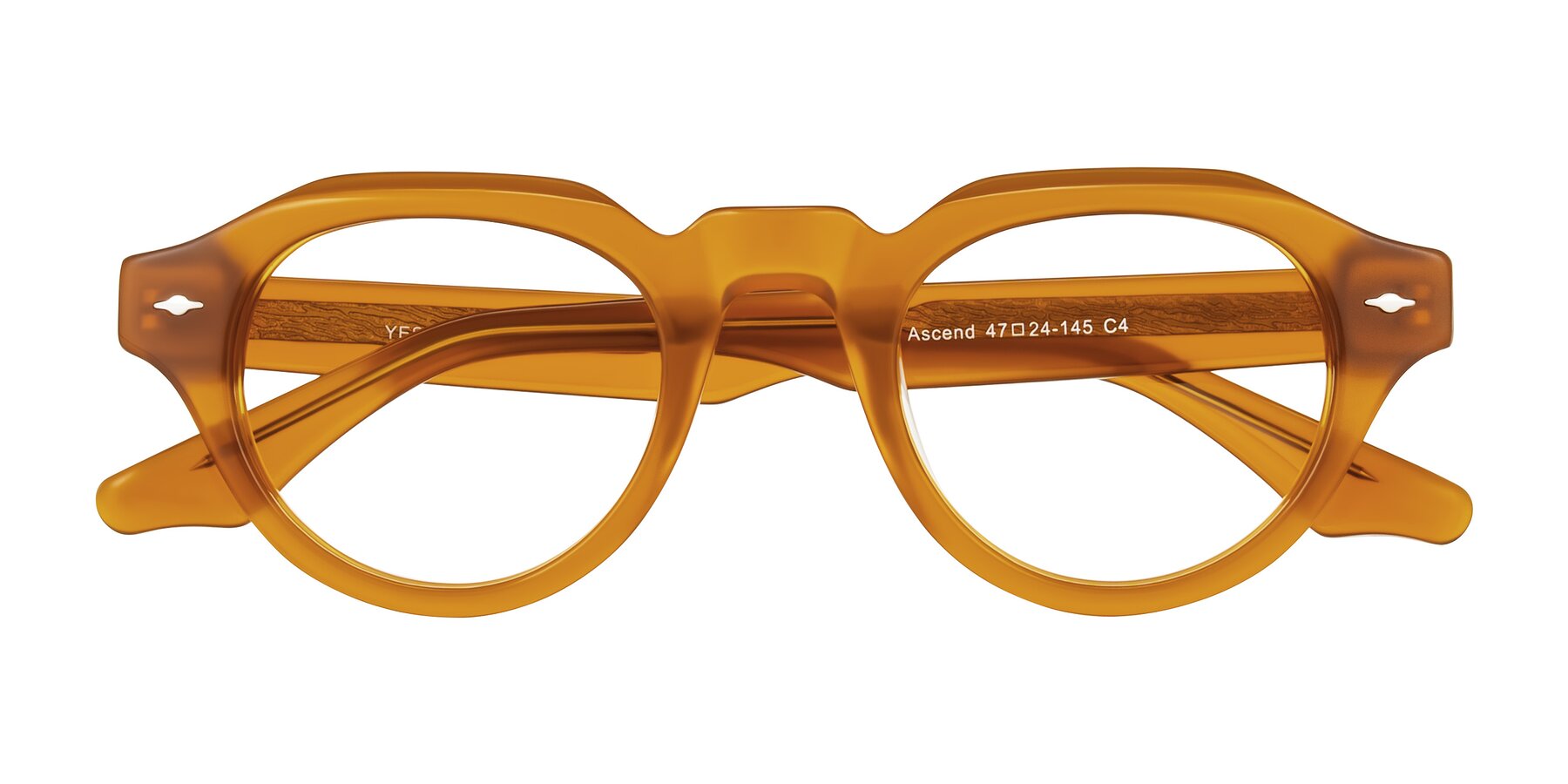 Folded Front of Ascend in Caramel with Clear Blue Light Blocking Lenses