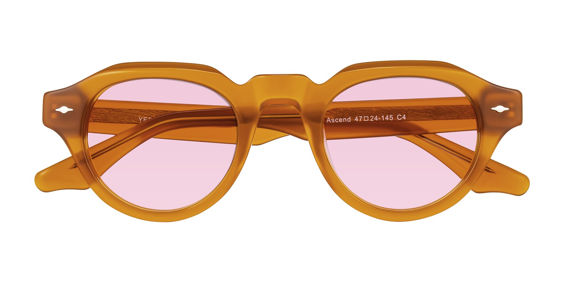 Folded Front of Ascend in Caramel with Light Pink Tinted Lenses
