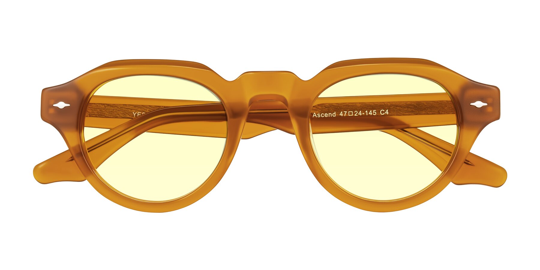 Folded Front of Ascend in Caramel with Light Yellow Tinted Lenses