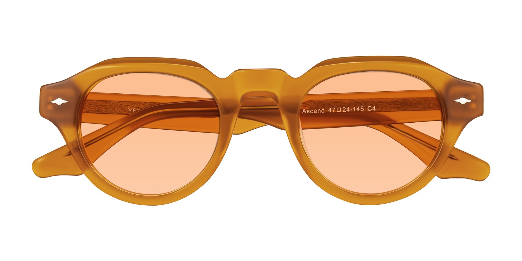 Folded Front of Ascend in Caramel with Light Orange Tinted Lenses