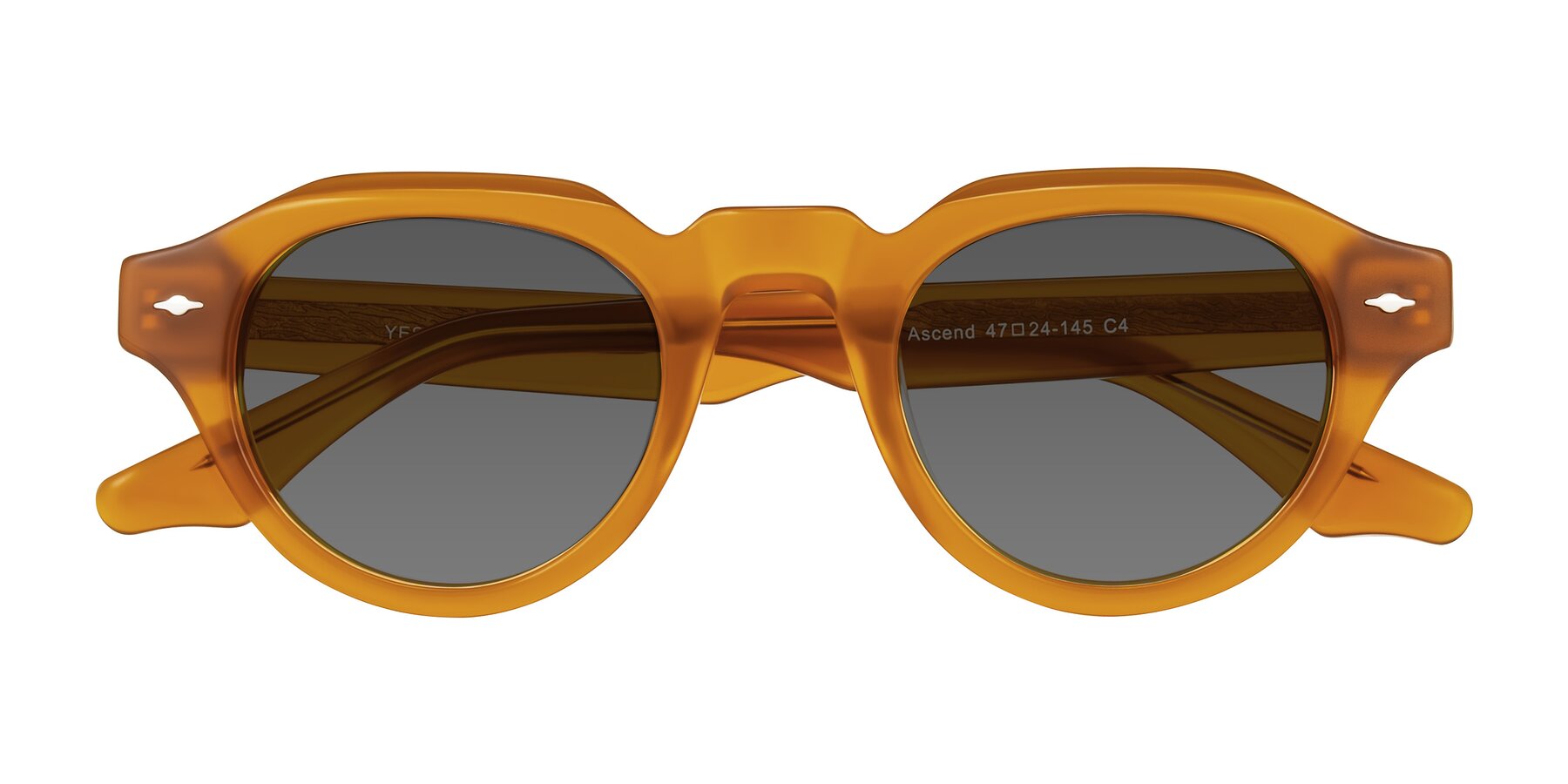 Folded Front of Ascend in Caramel with Medium Gray Tinted Lenses