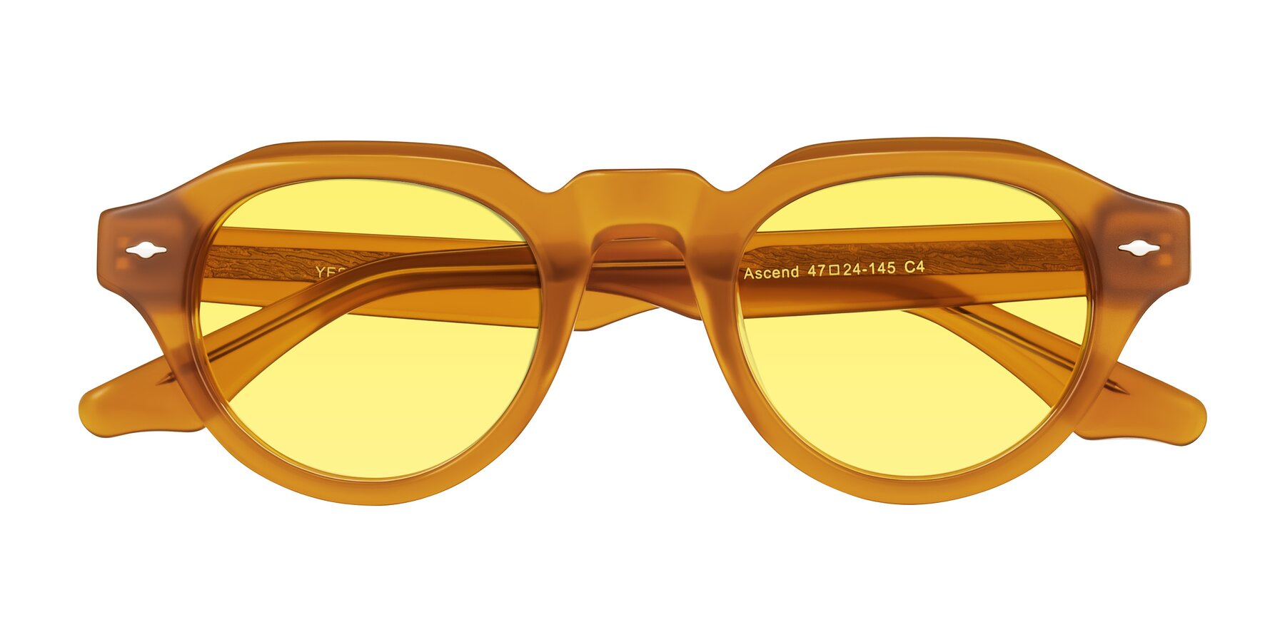 Folded Front of Ascend in Caramel with Medium Yellow Tinted Lenses