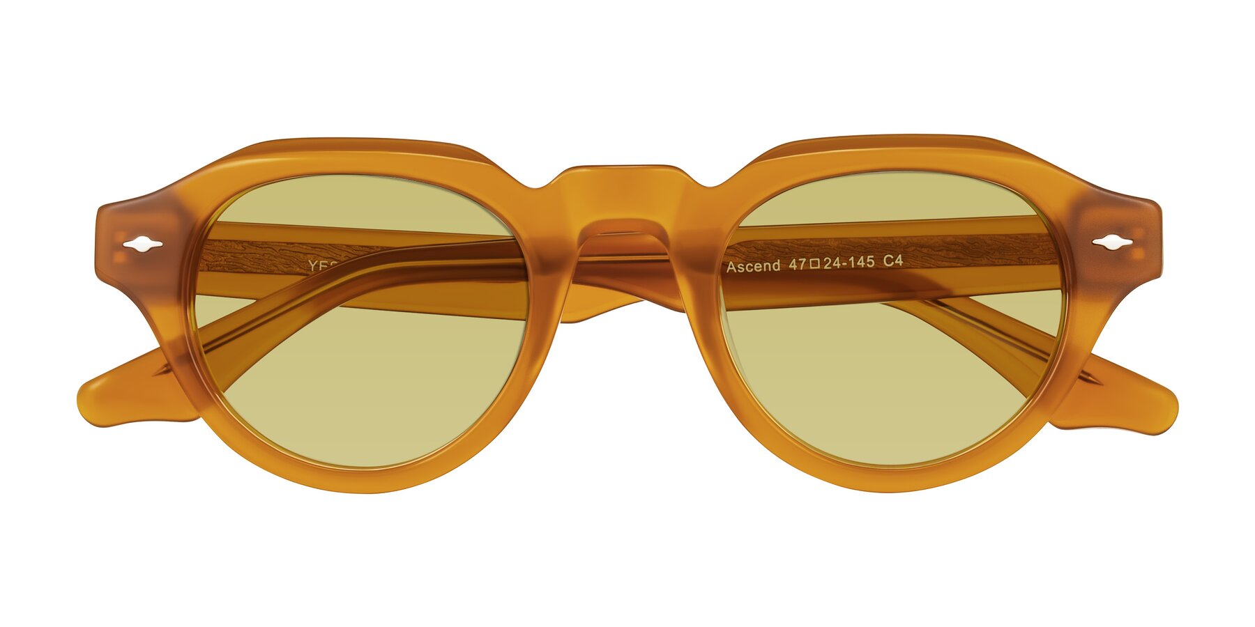 Folded Front of Ascend in Caramel with Medium Champagne Tinted Lenses