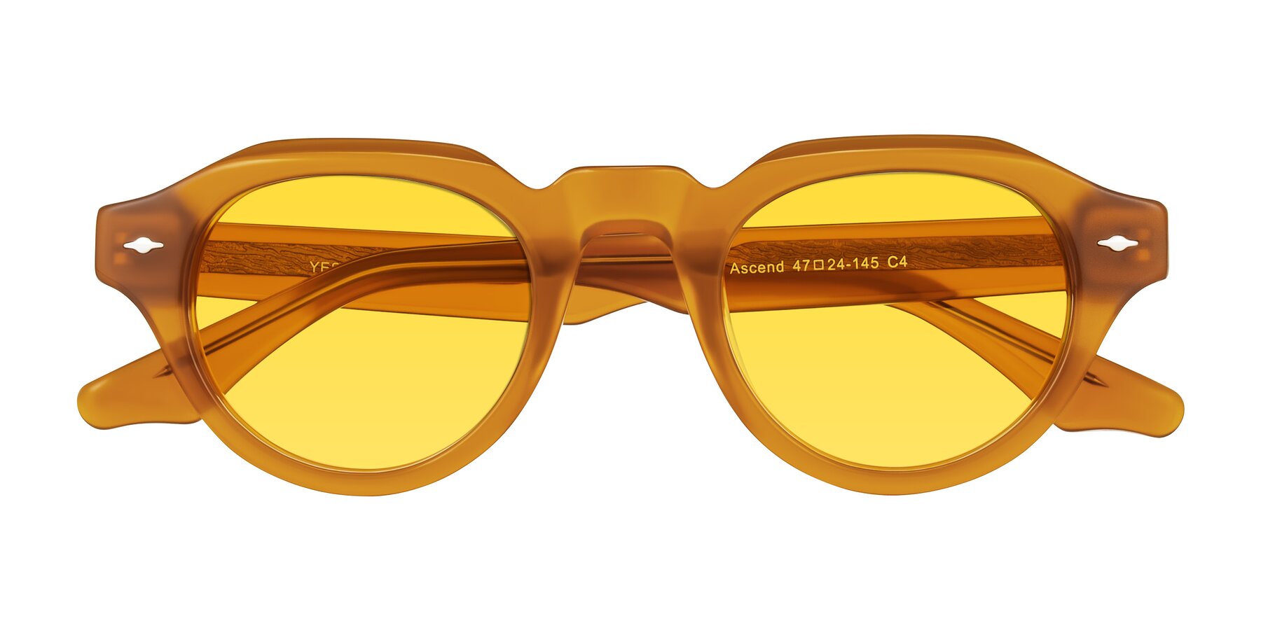 Folded Front of Ascend in Caramel with Yellow Tinted Lenses