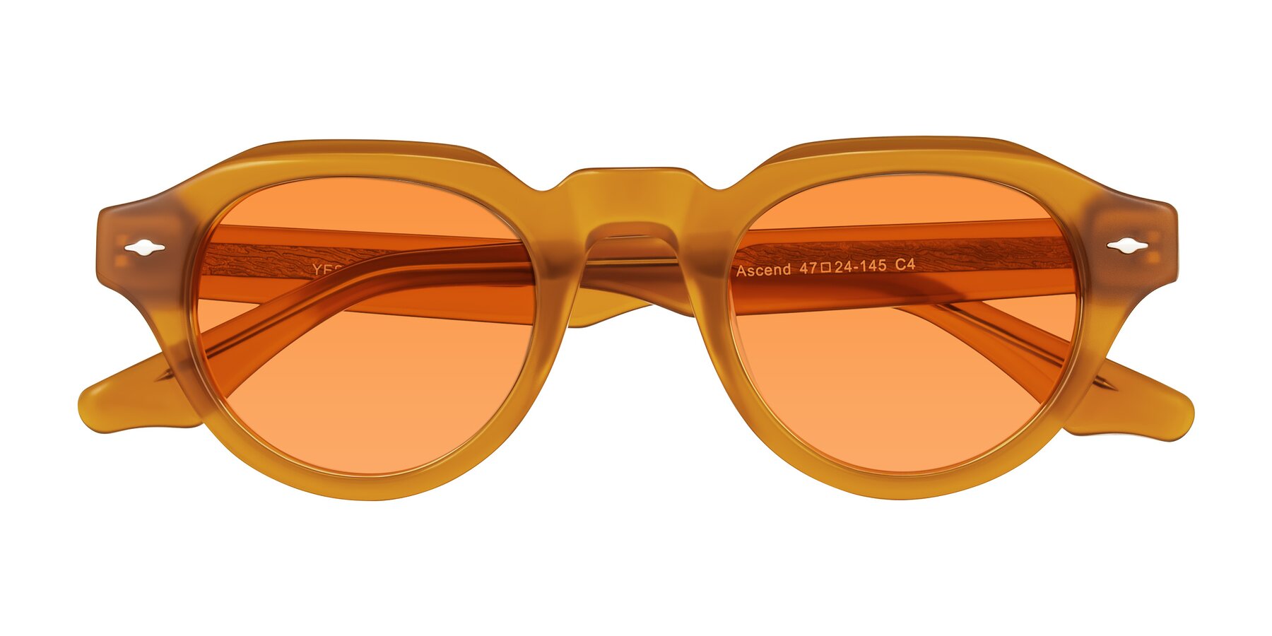 Folded Front of Ascend in Caramel with Orange Tinted Lenses