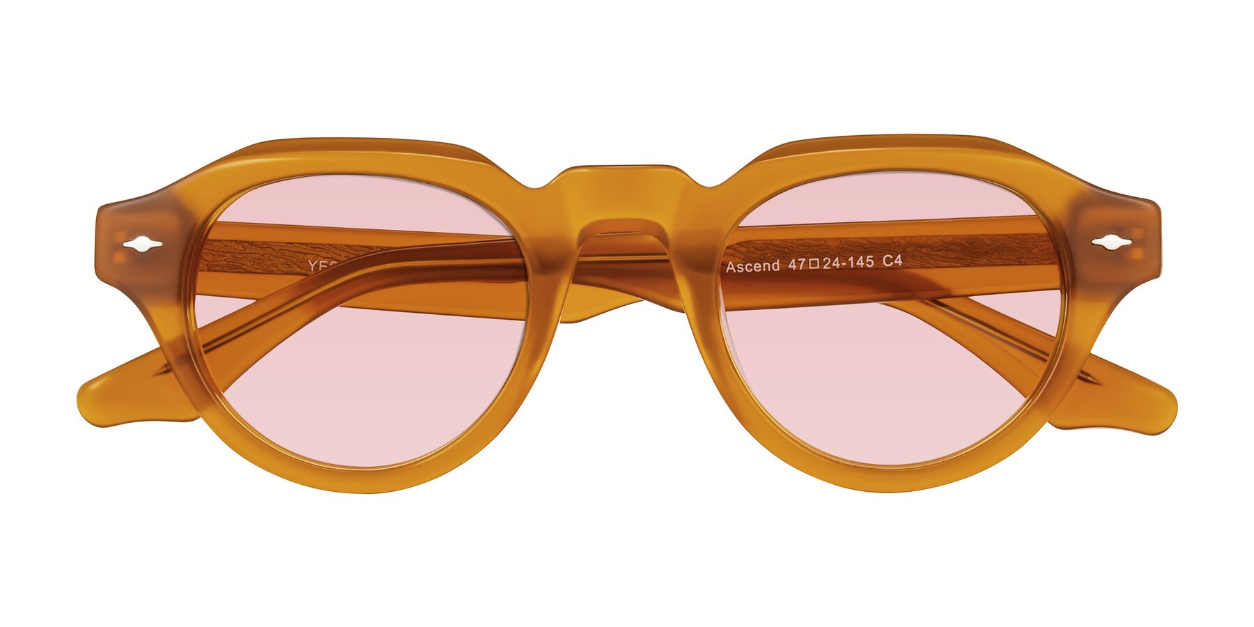 Folded Front of Ascend in Caramel with Light Garnet Tinted Lenses
