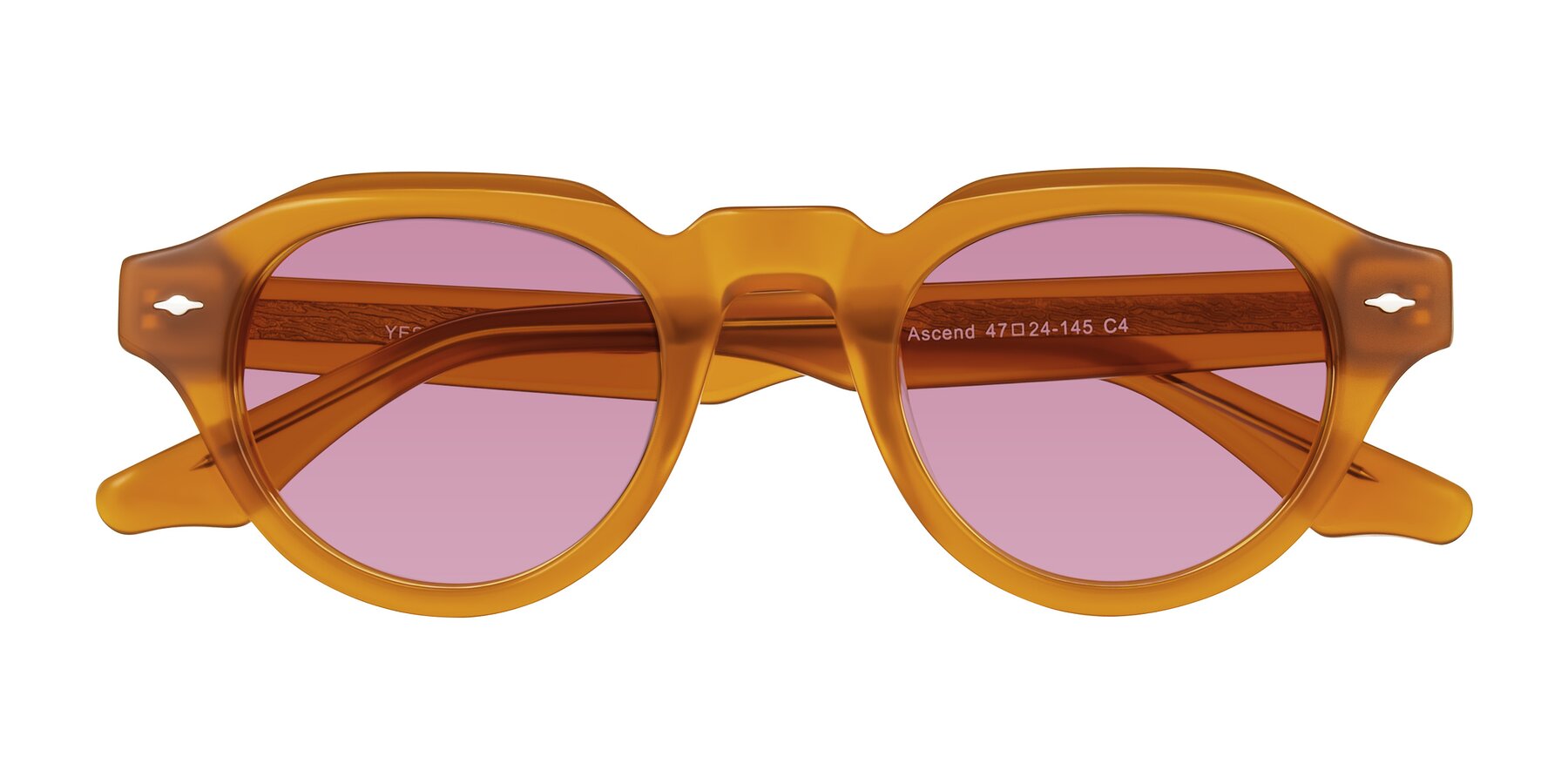Folded Front of Ascend in Caramel with Medium Wine Tinted Lenses