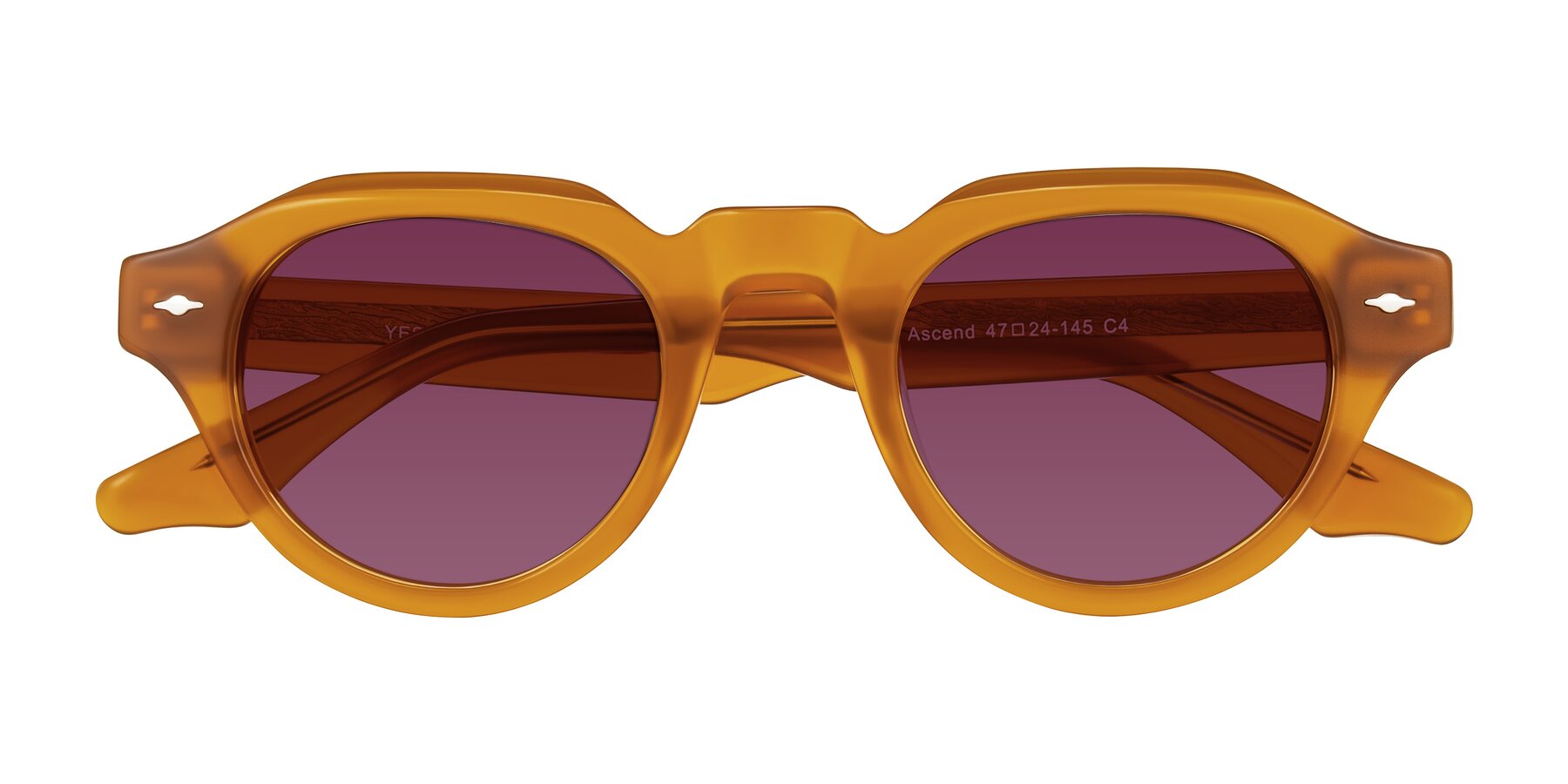 Folded Front of Ascend in Caramel with Wine Tinted Lenses