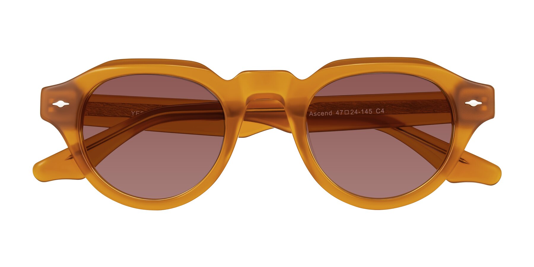 Folded Front of Ascend in Caramel with Garnet Tinted Lenses