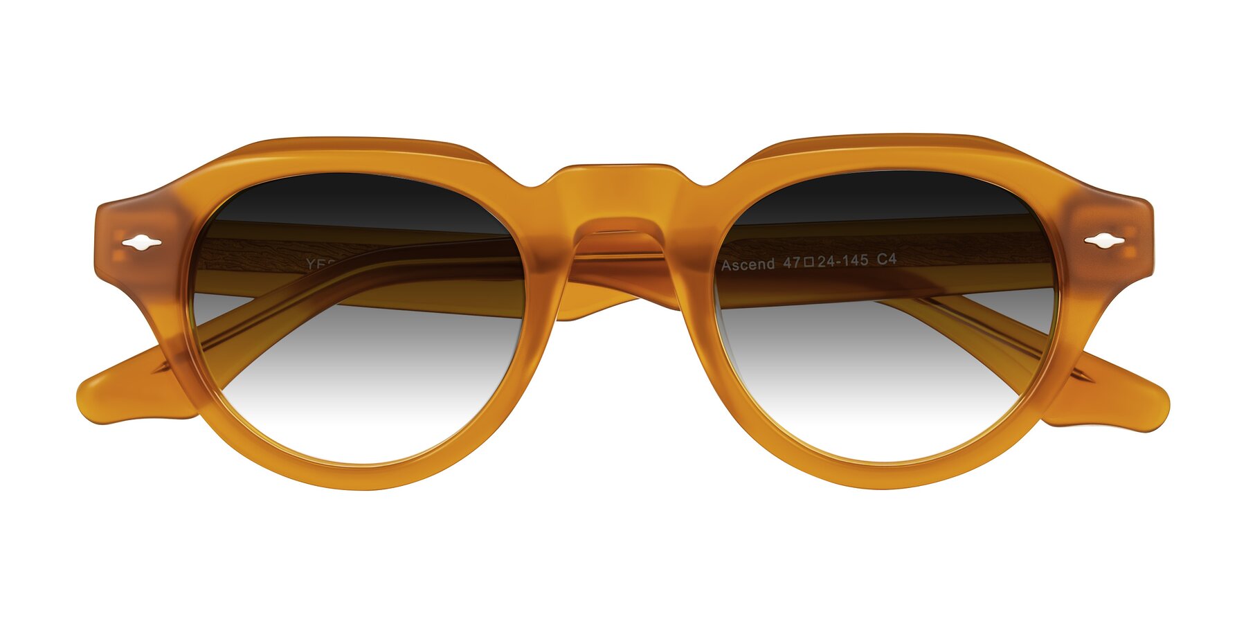 Folded Front of Ascend in Caramel with Gray Gradient Lenses