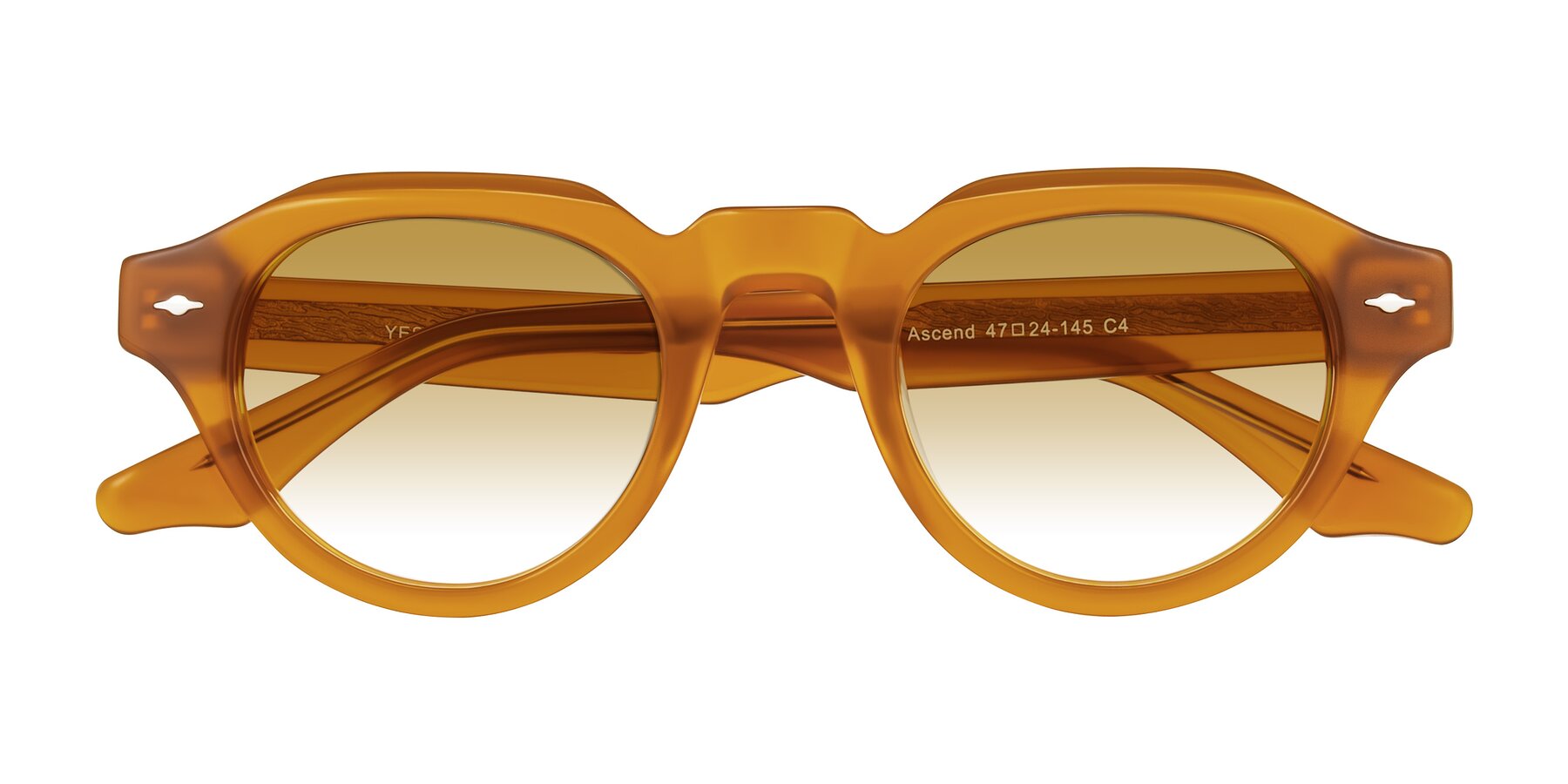 Folded Front of Ascend in Caramel with Champagne Gradient Lenses