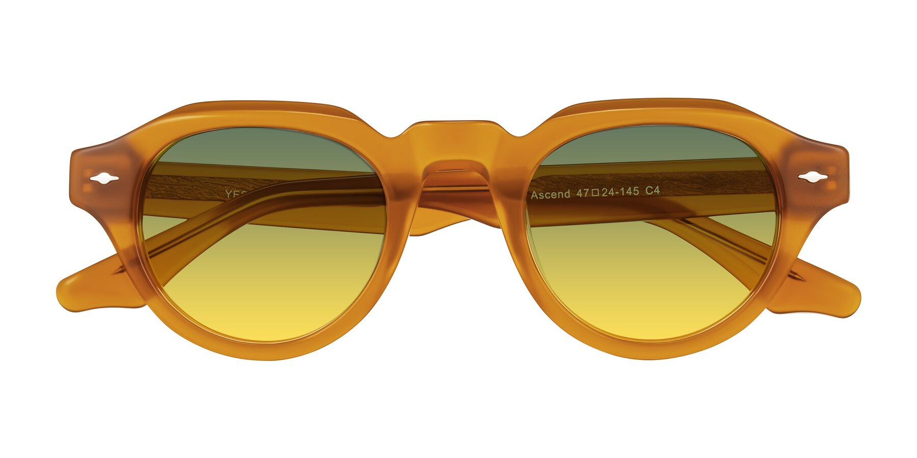 Folded Front of Ascend in Caramel with Green / Yellow Gradient Lenses