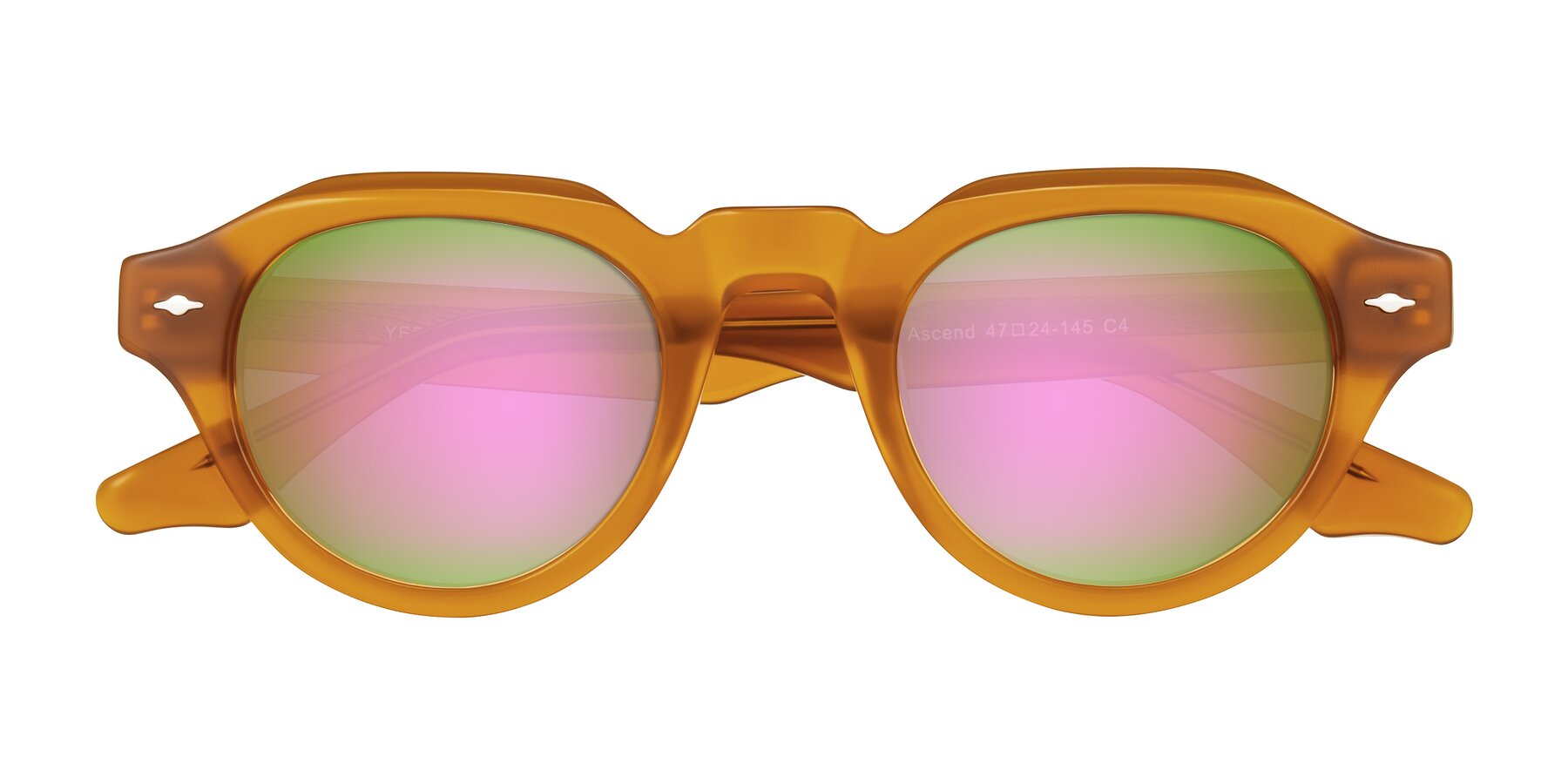 Folded Front of Ascend in Caramel with Pink Mirrored Lenses