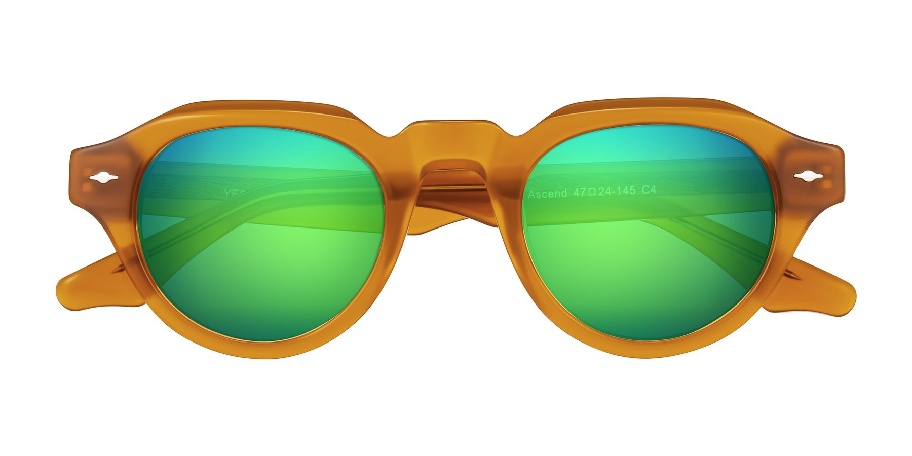 Folded Front of Ascend in Caramel with Green Mirrored Lenses
