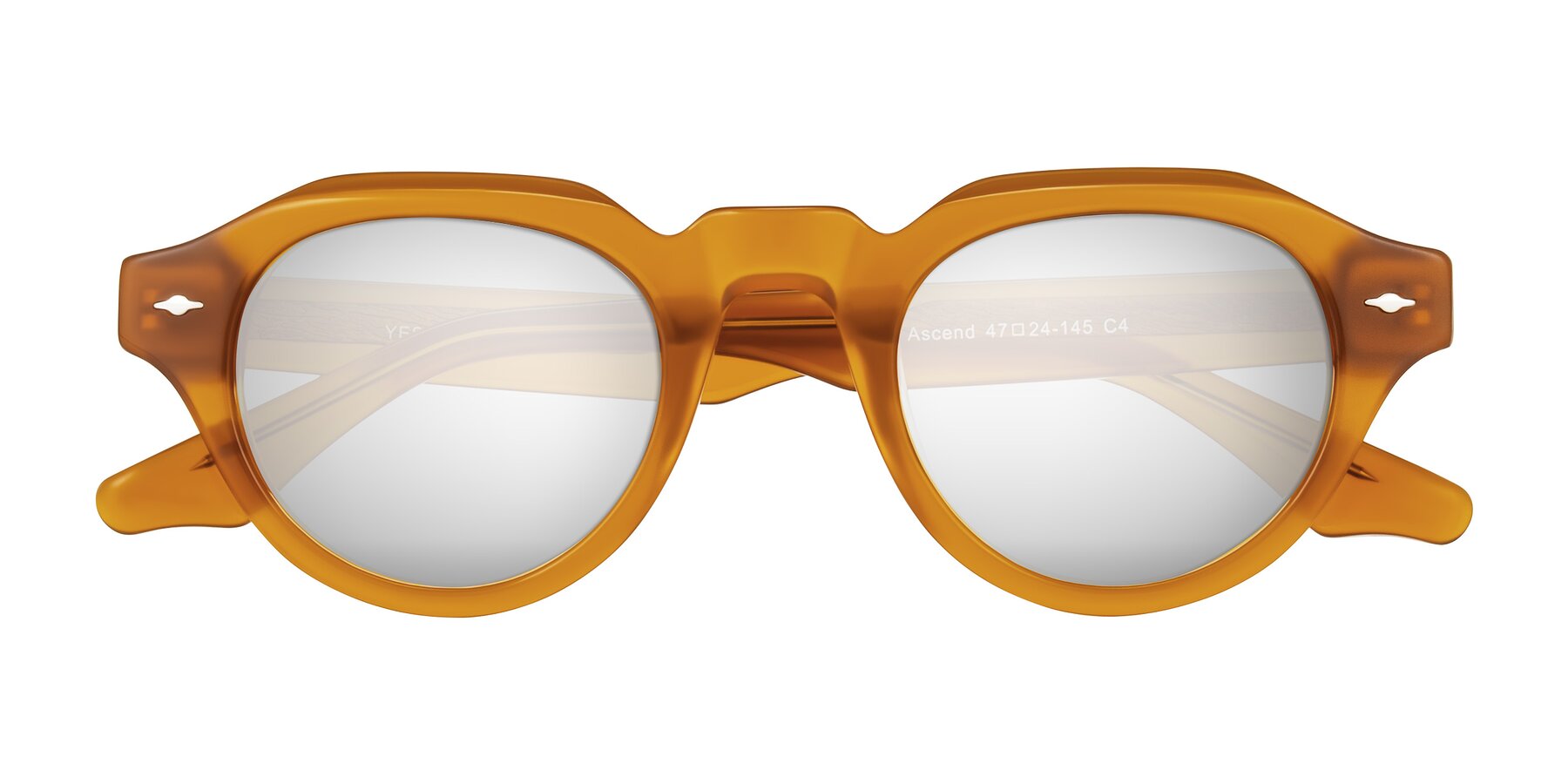 Folded Front of Ascend in Caramel with Silver Mirrored Lenses