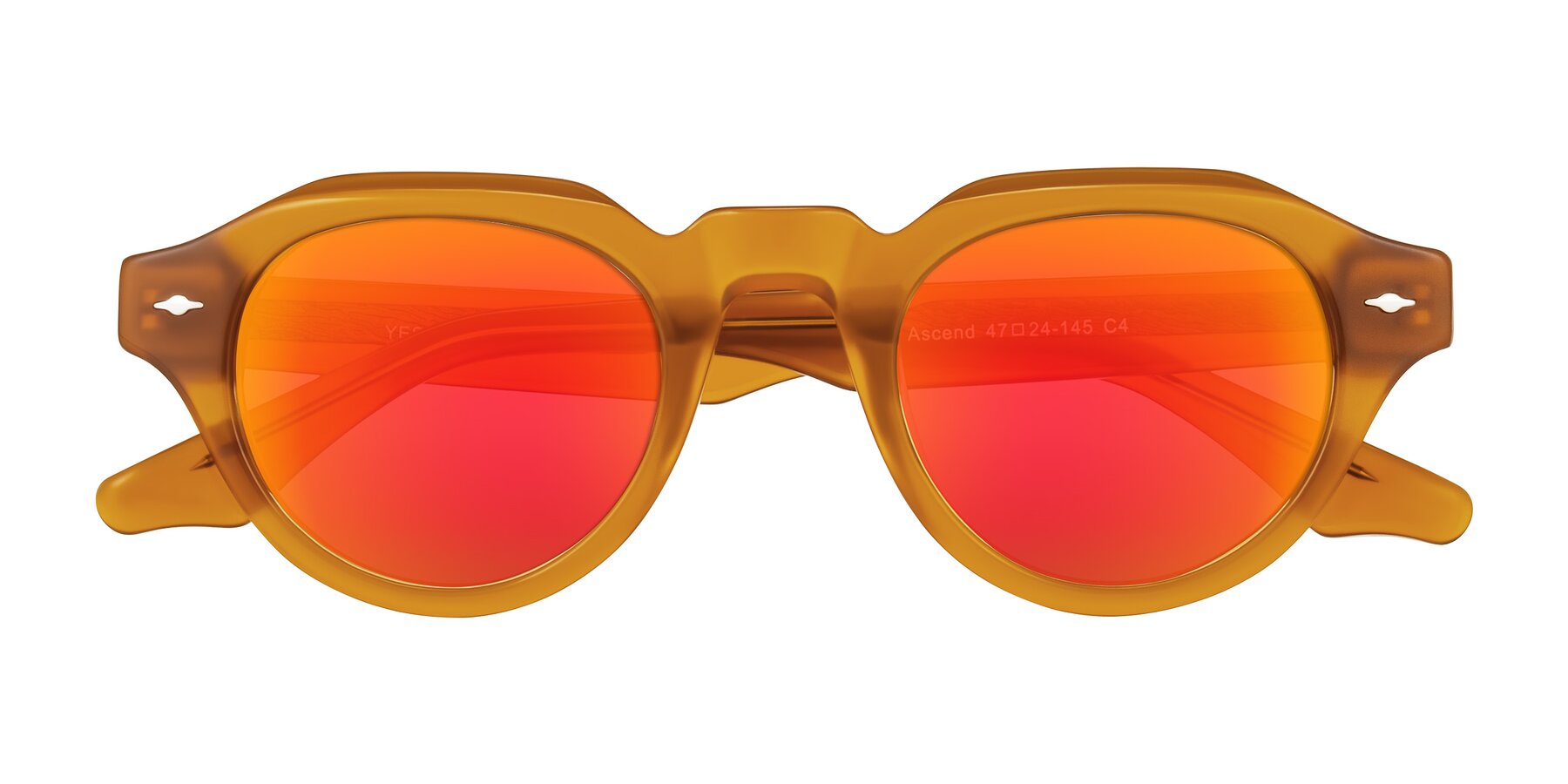 Folded Front of Ascend in Caramel with Red Gold Mirrored Lenses