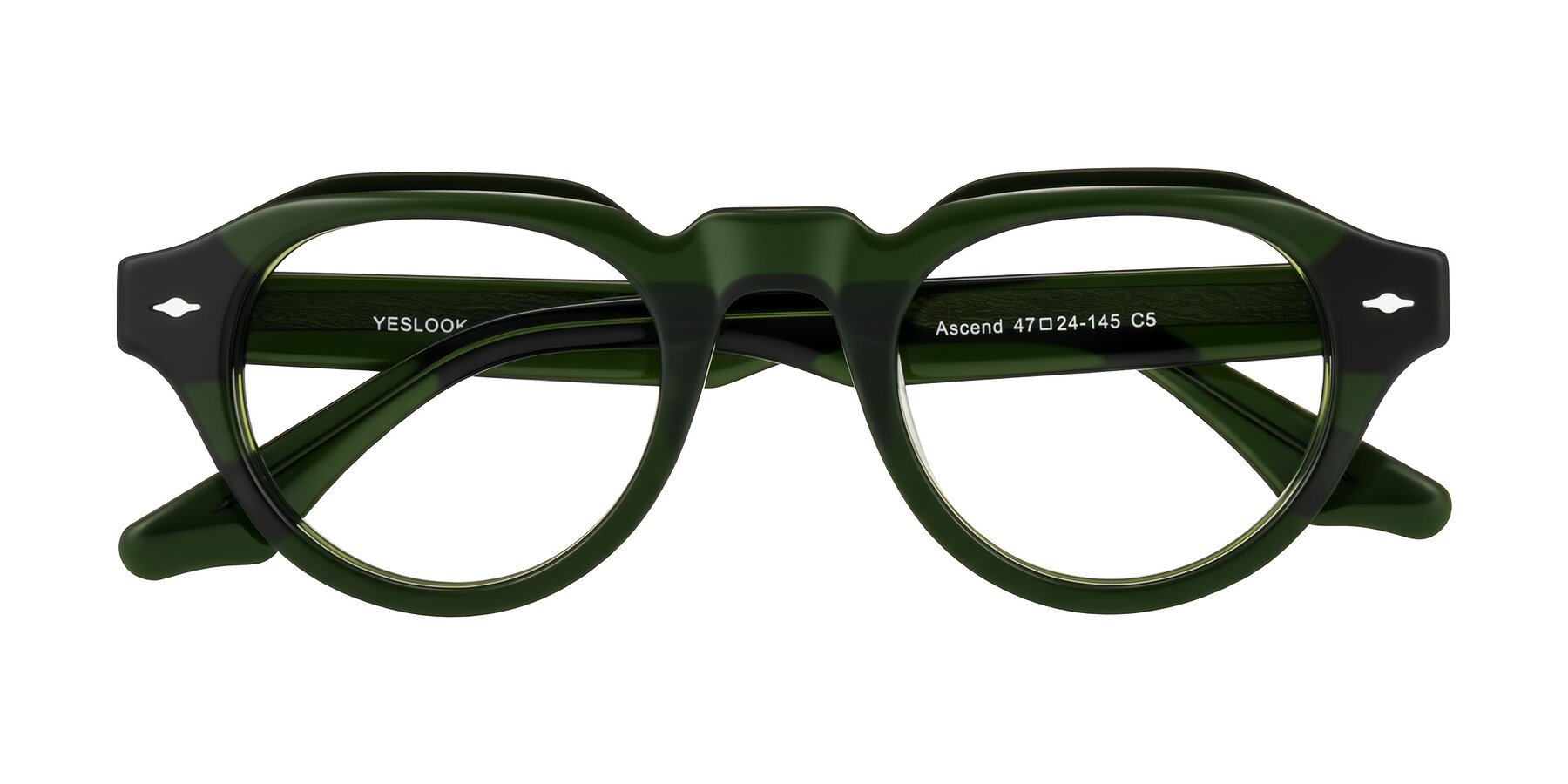 Folded Front of Ascend in Dark Jade Green with Clear Blue Light Blocking Lenses
