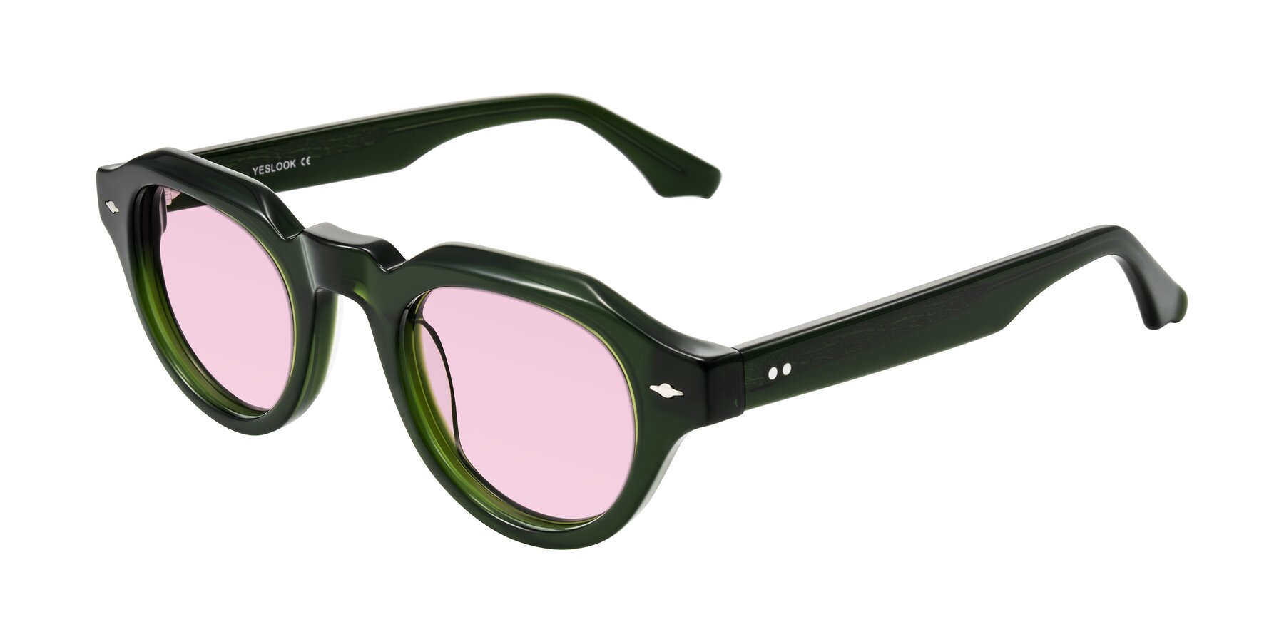 Angle of Ascend in Dark Jade Green with Light Pink Tinted Lenses