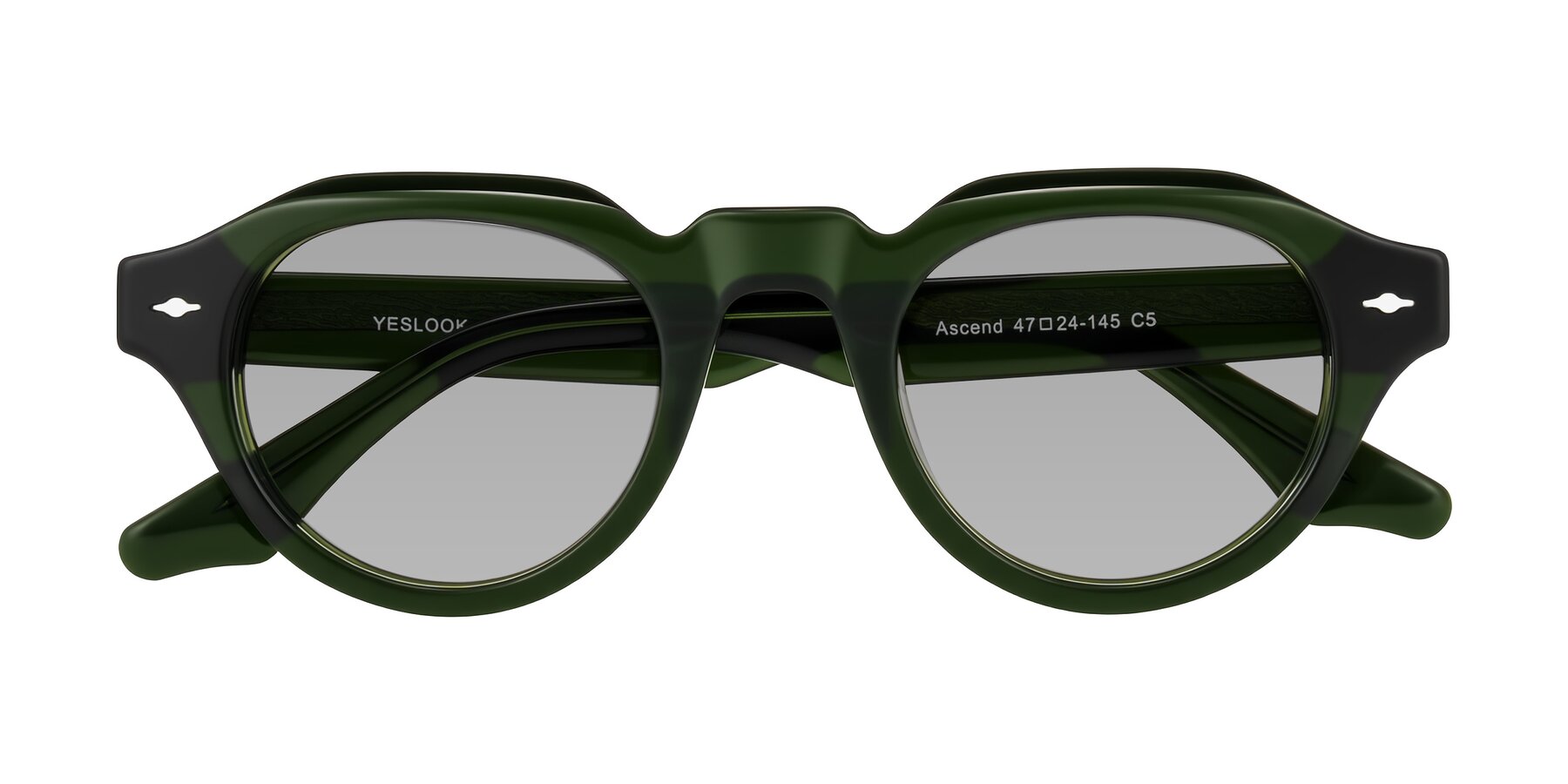 Folded Front of Ascend in Dark Jade Green with Light Gray Tinted Lenses